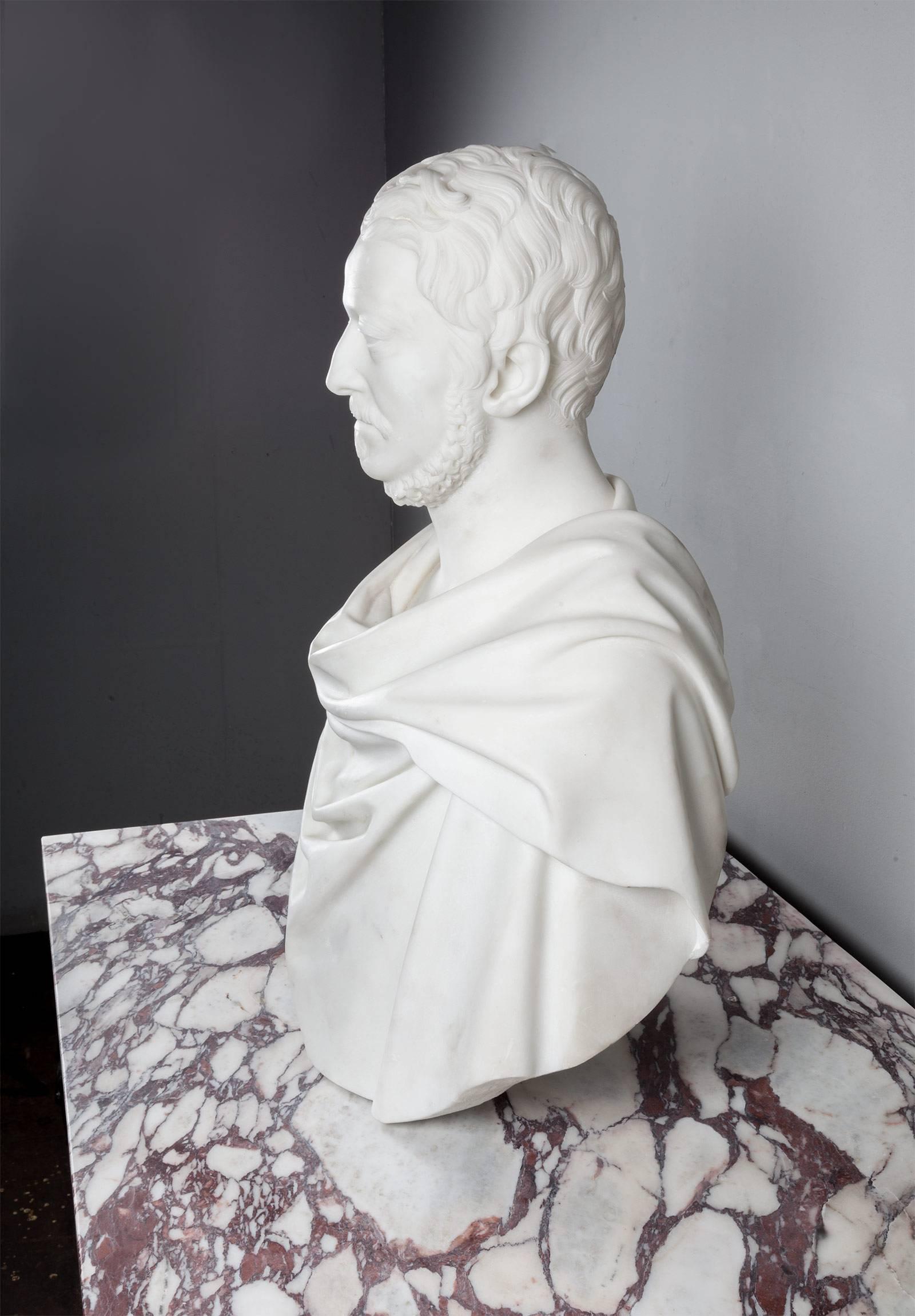 Antique Carrara Marble Bust In Excellent Condition For Sale In Tyrone, Northern Ireland