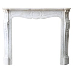 Antique Carrara marble fireplace in Pompadour style, 19th century