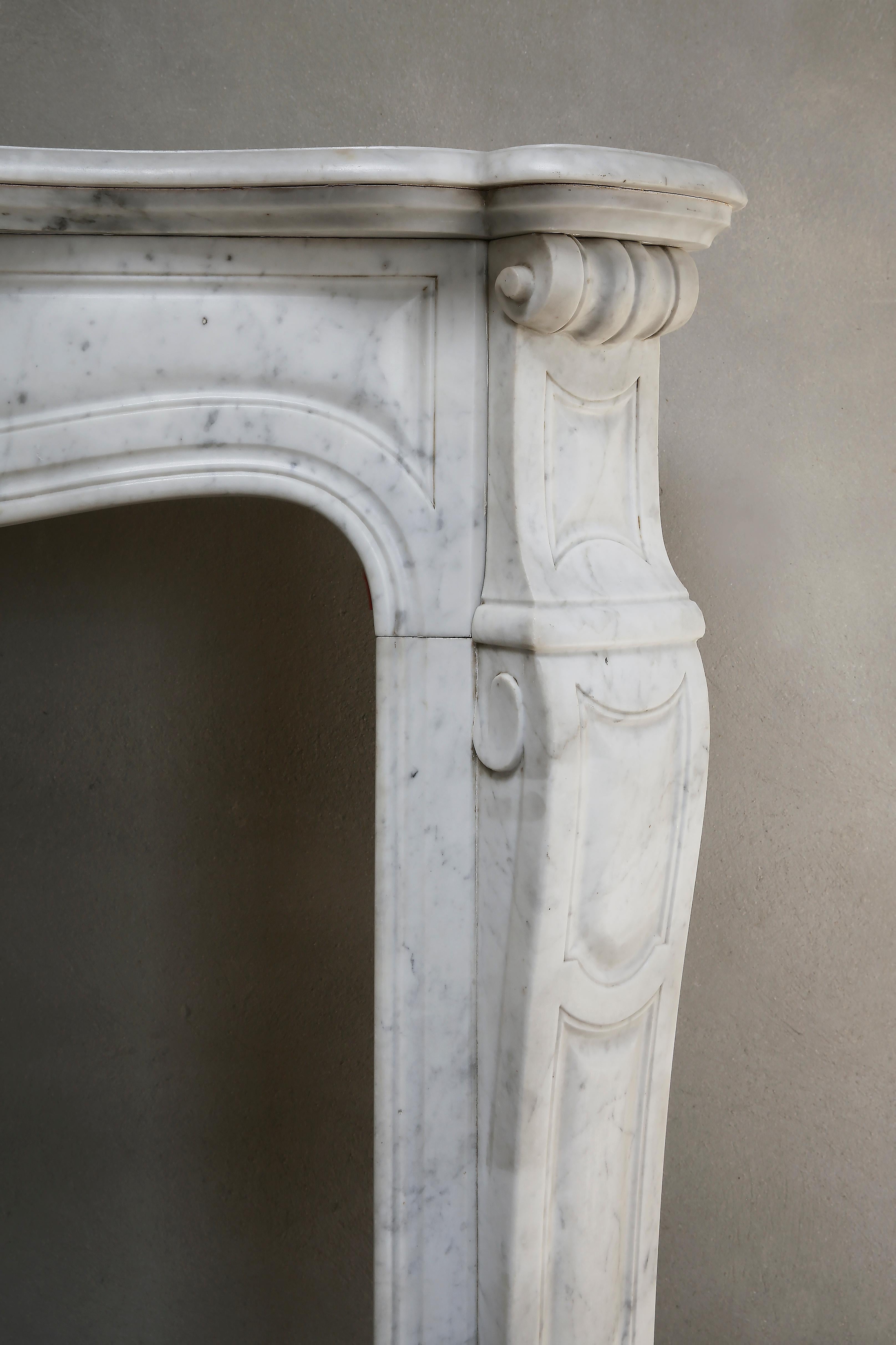 Other 20th Century Carrara Marble Pompadour Fireplace