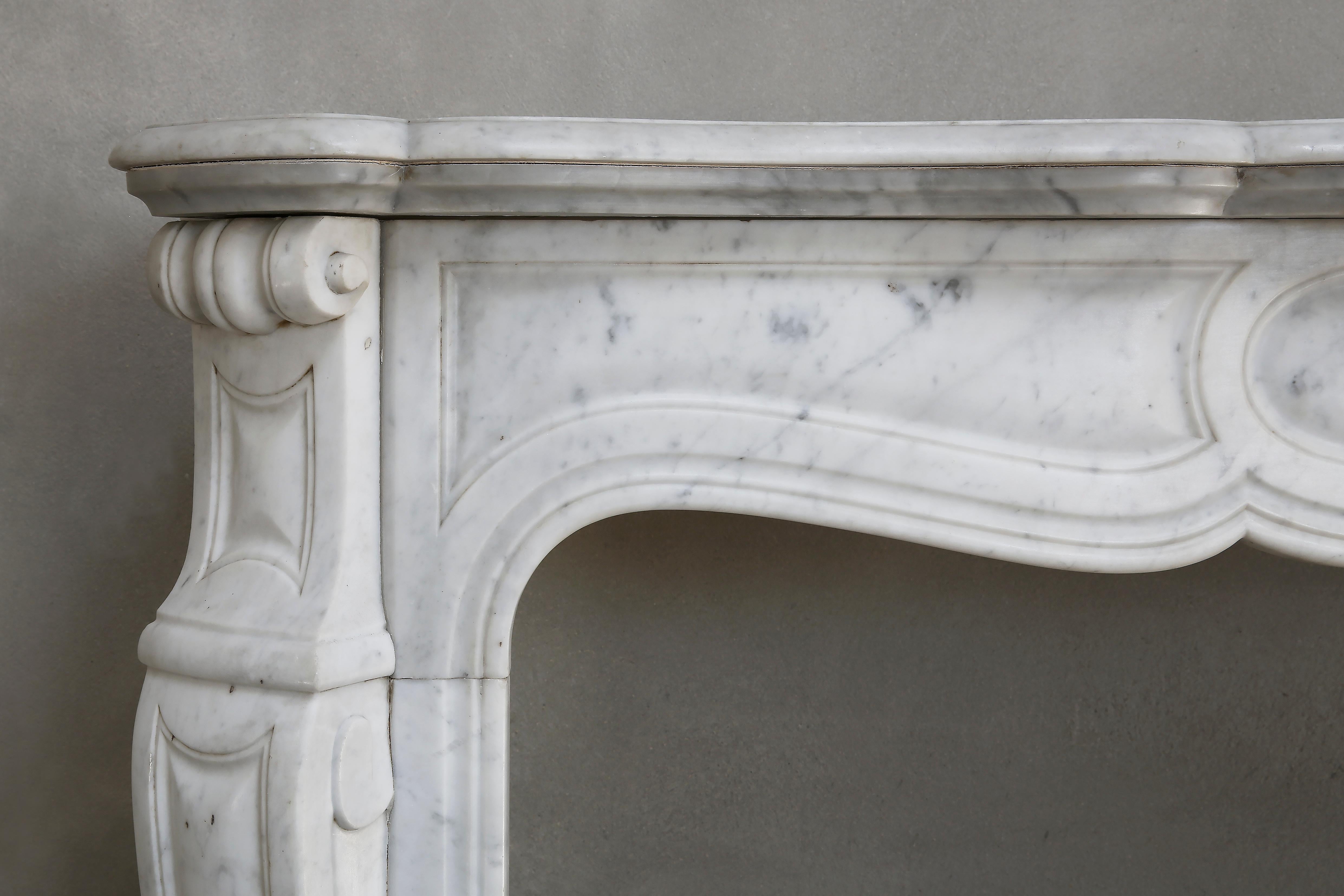 20th Century Carrara Marble Pompadour Fireplace 2