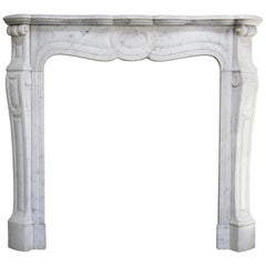 20th Century Carrara Marble Pompadour Fireplace