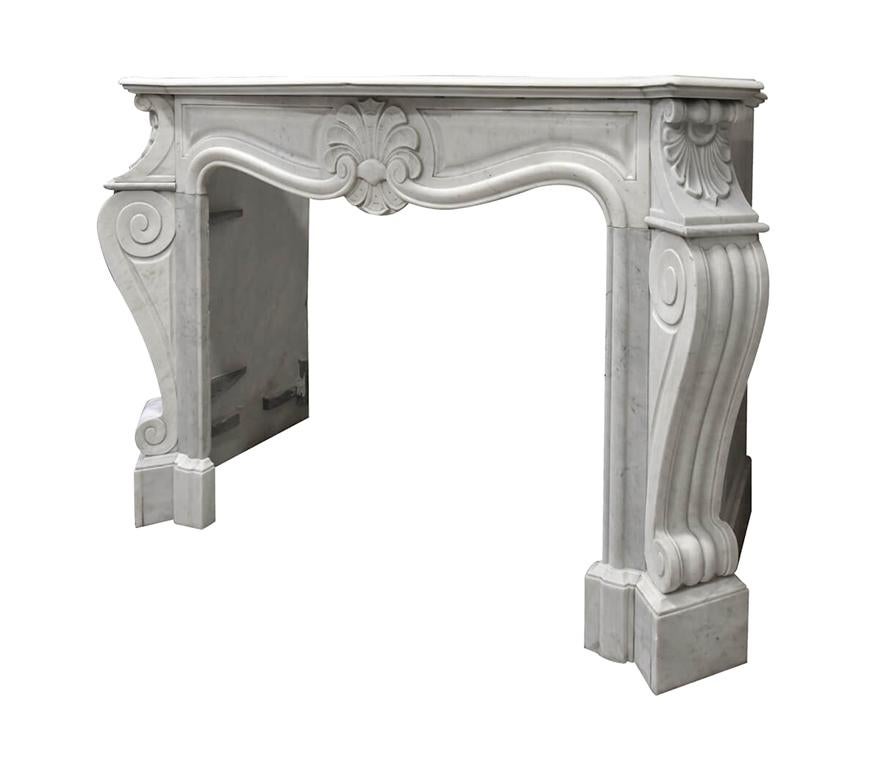 Dutch Antique Carrara marble fireplace mantel type Louis XV For Sale