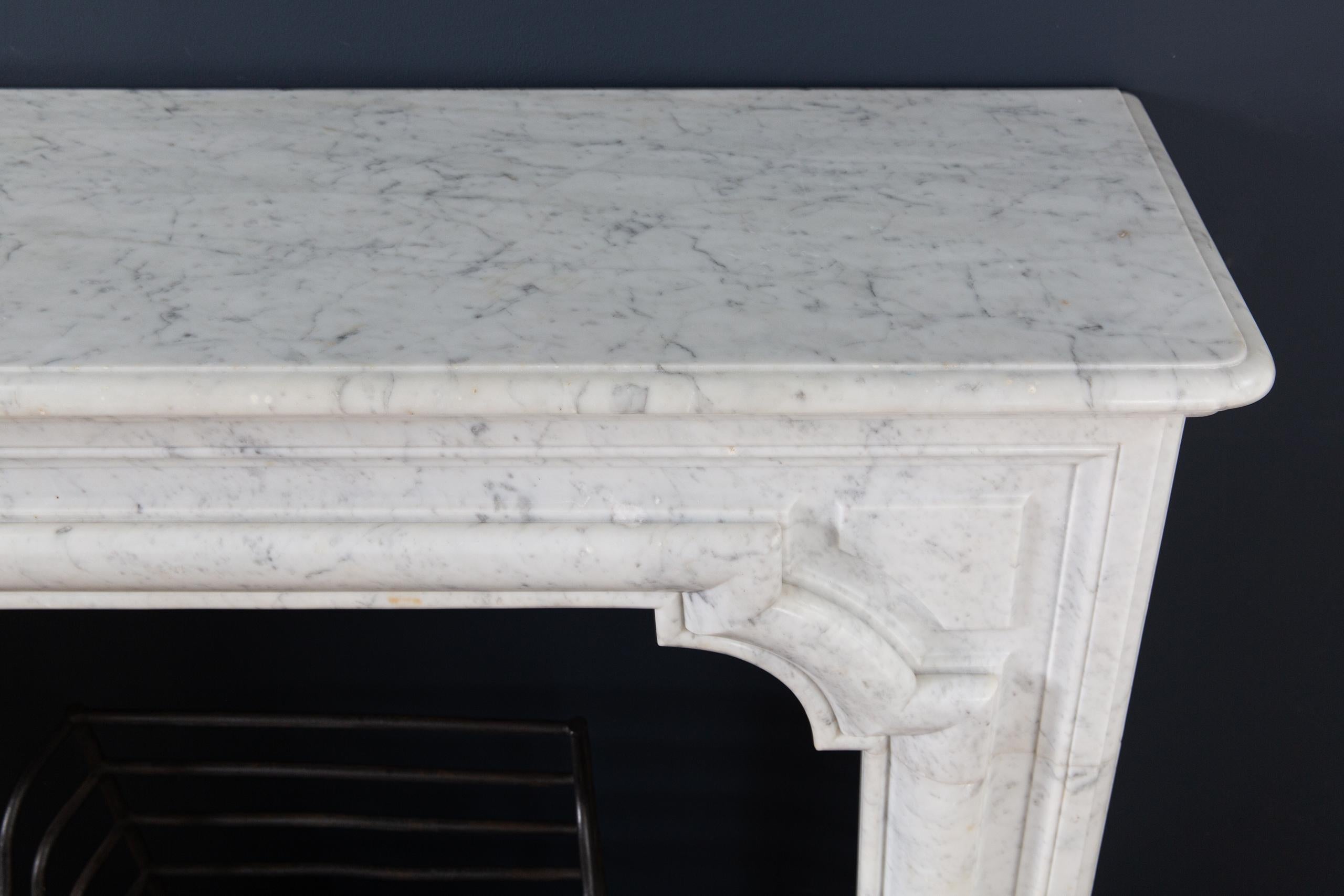 Antique Carrara Marble Lousie XIV Style Bolection Fireplace Surround For Sale 4
