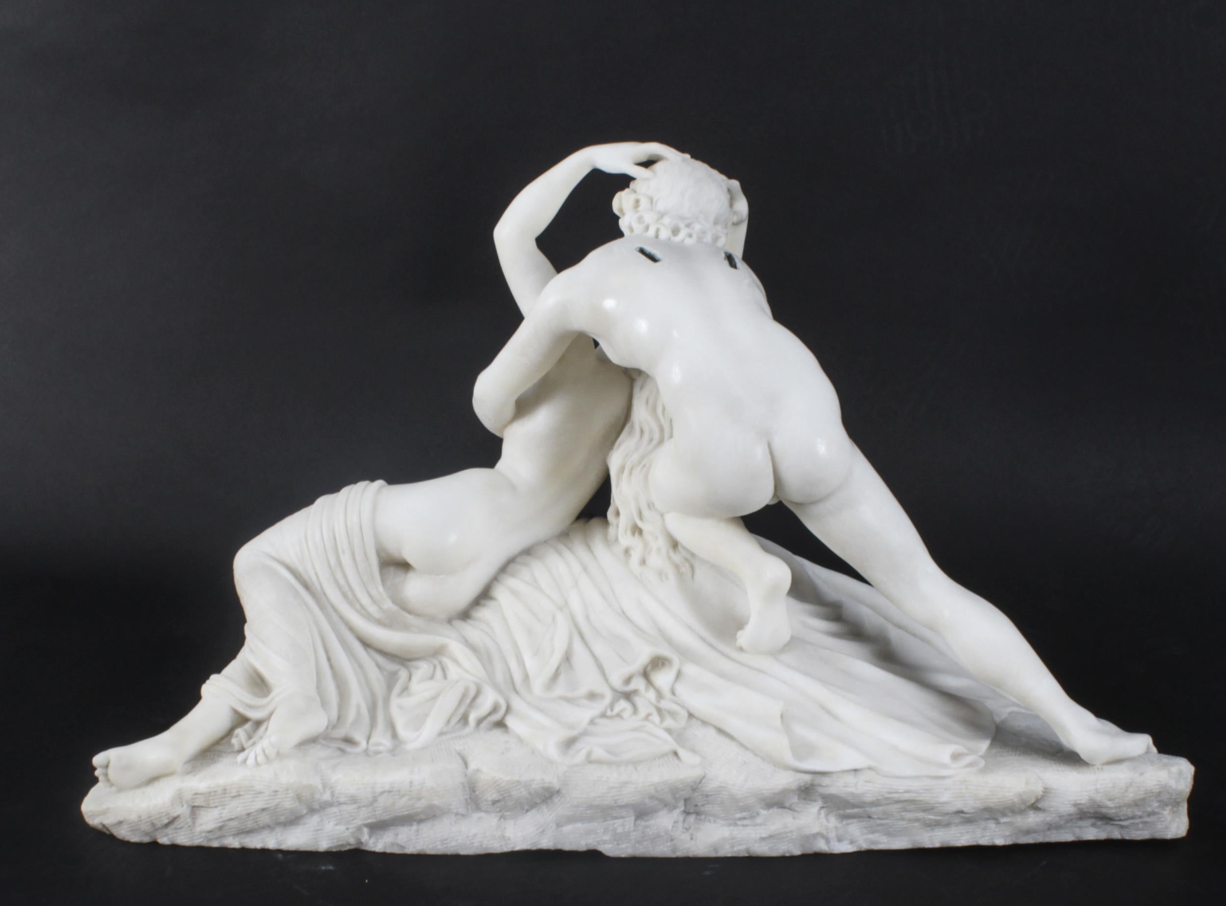 Antique Carrara Marble Lovers Sculpture after Canova 19th Century 5