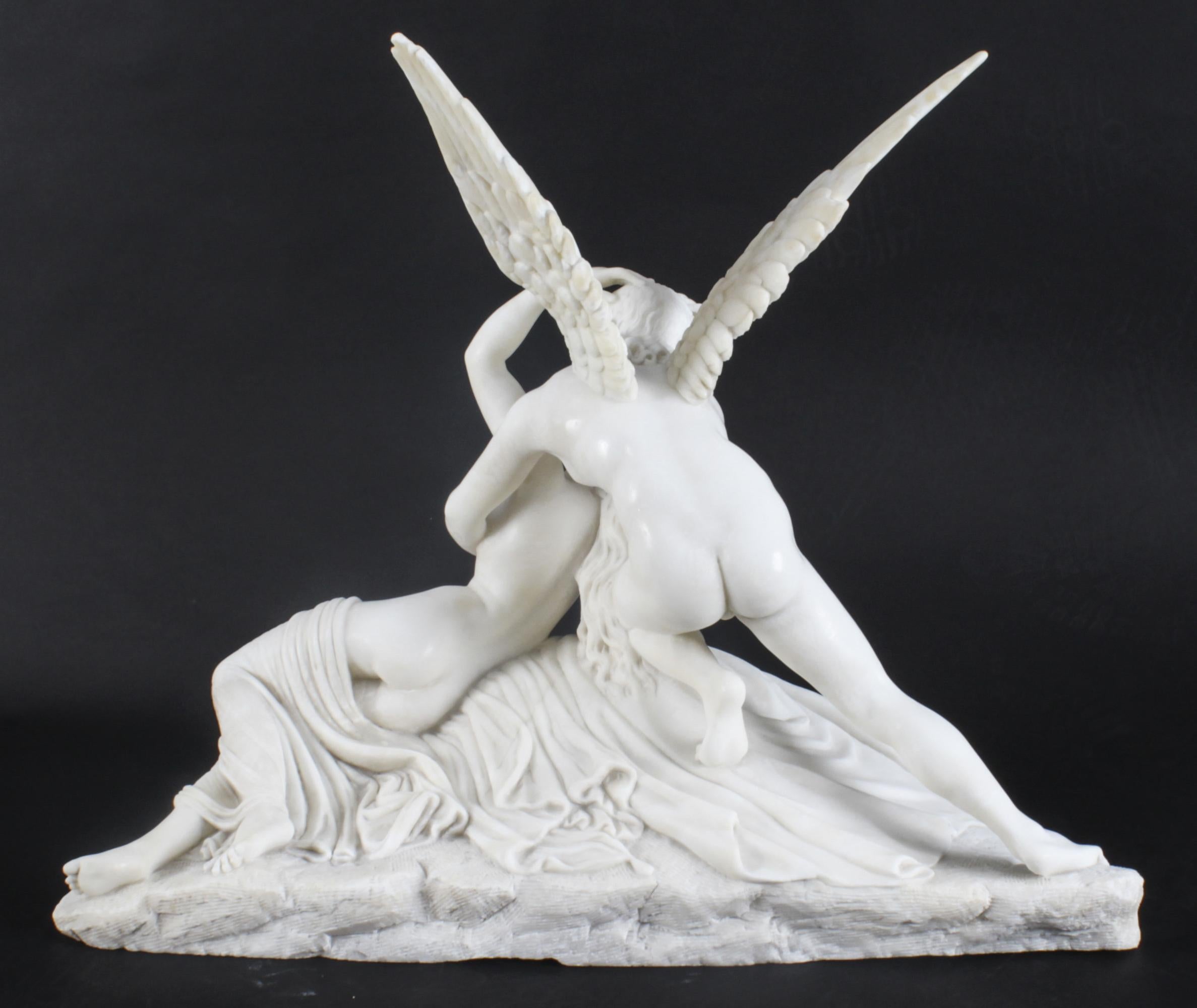 Antique Carrara Marble Lovers Sculpture after Canova 19th Century 7