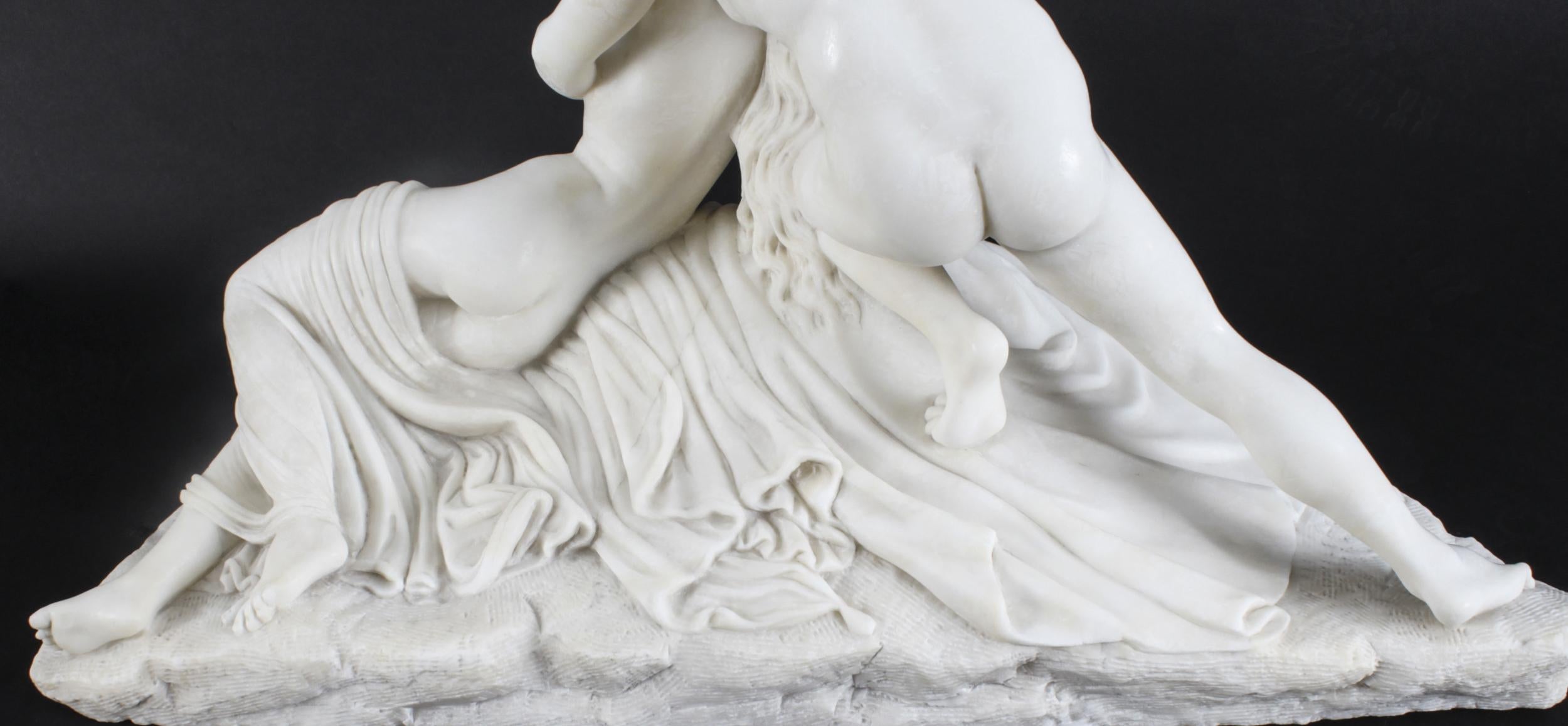 Antique Carrara Marble Lovers Sculpture after Canova 19th Century 8