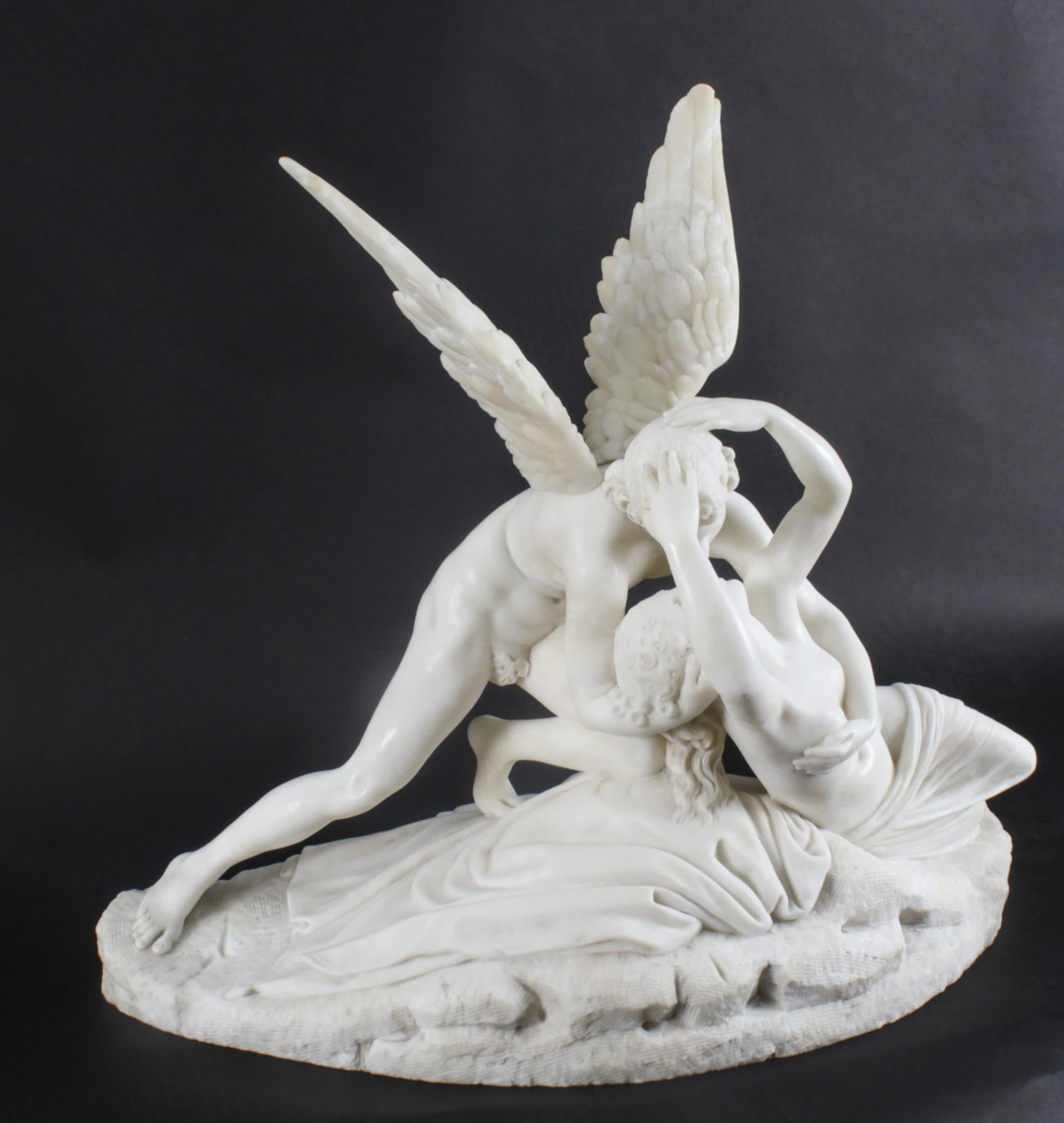 Antique Carrara Marble Lovers Sculpture after Canova 19th Century In Good Condition In London, GB