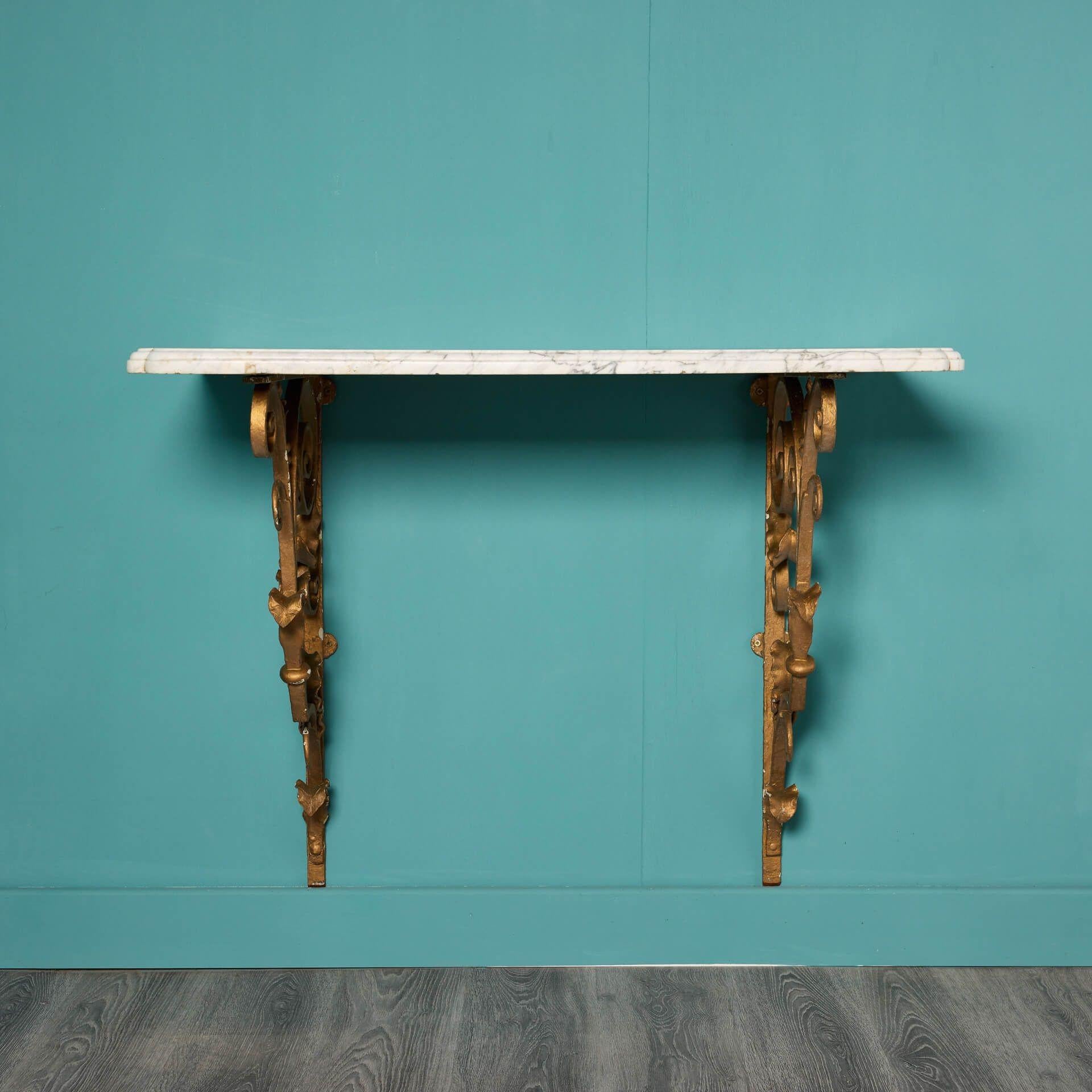Victorian Antique Carrara Marble Wall Mounted Console Table For Sale