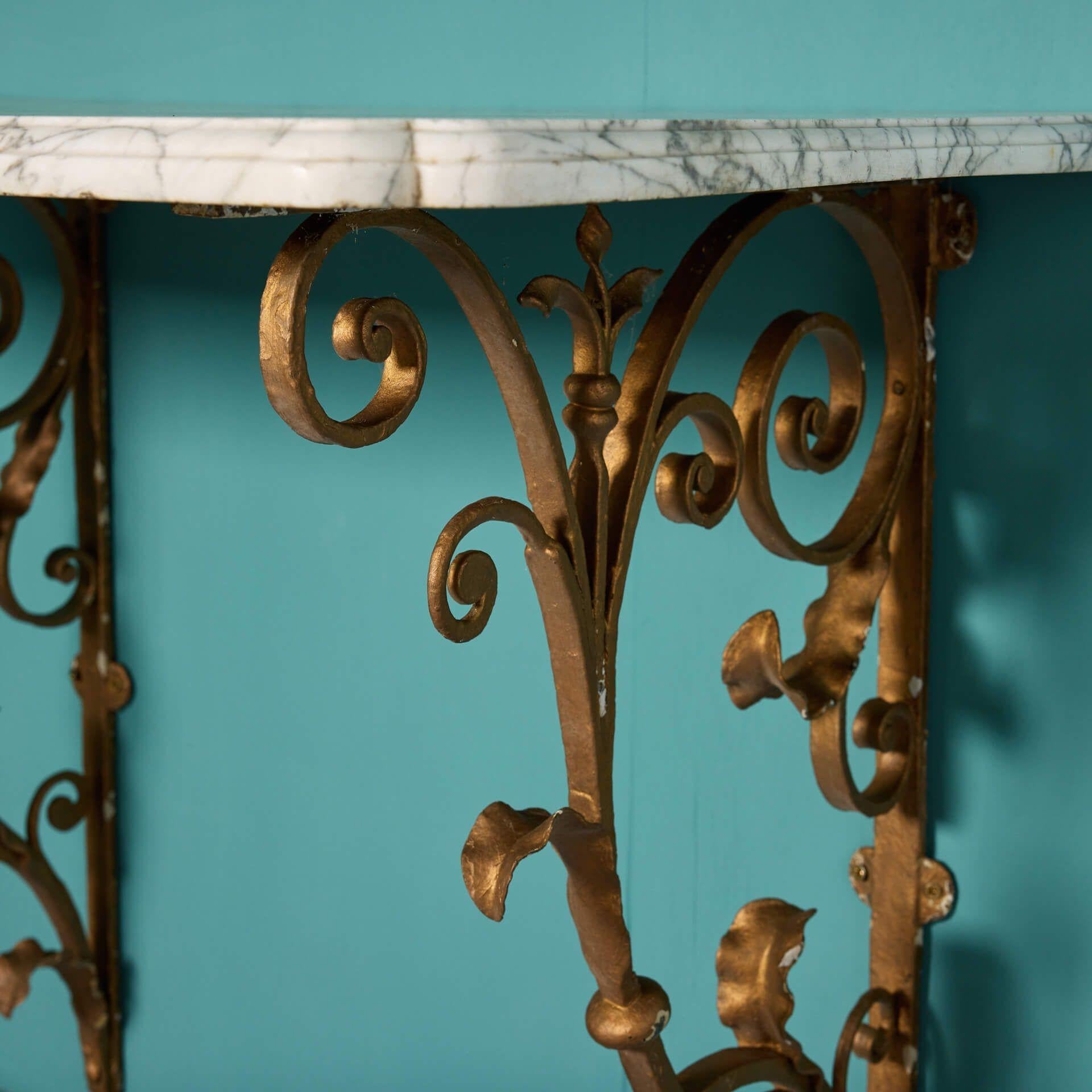 19th Century Antique Carrara Marble Wall Mounted Console Table For Sale