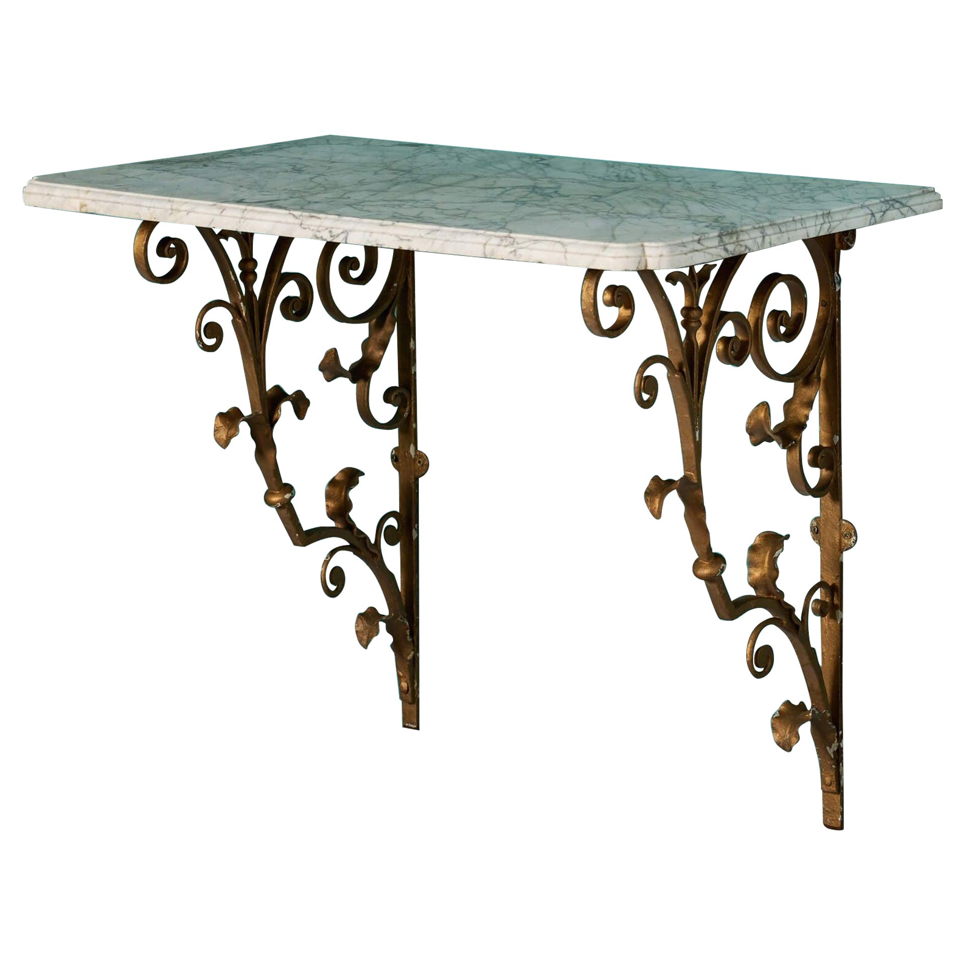 Antique Carrara Marble Wall Mounted Console Table
