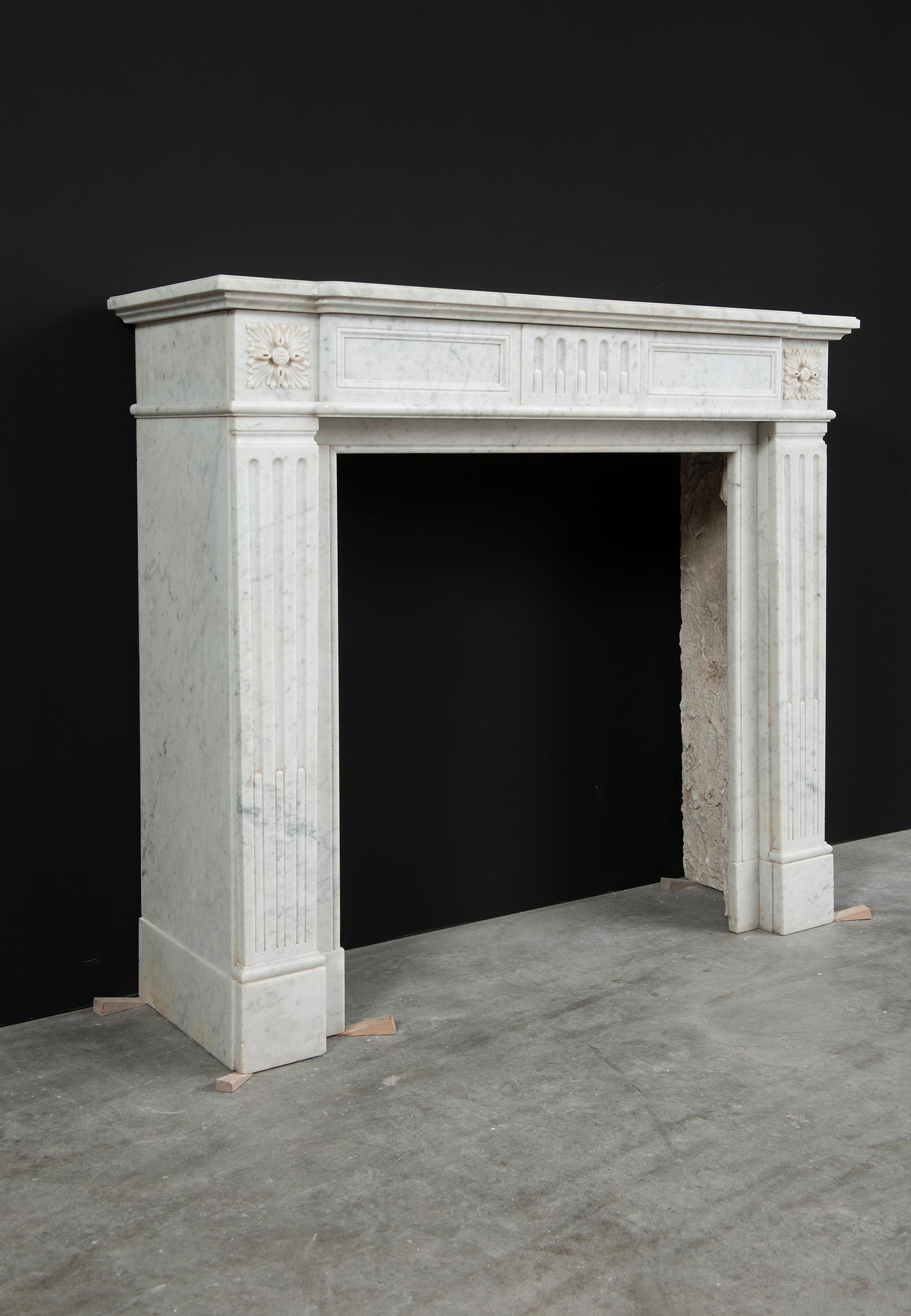 Antique Carrara White Marble Fireplace 3