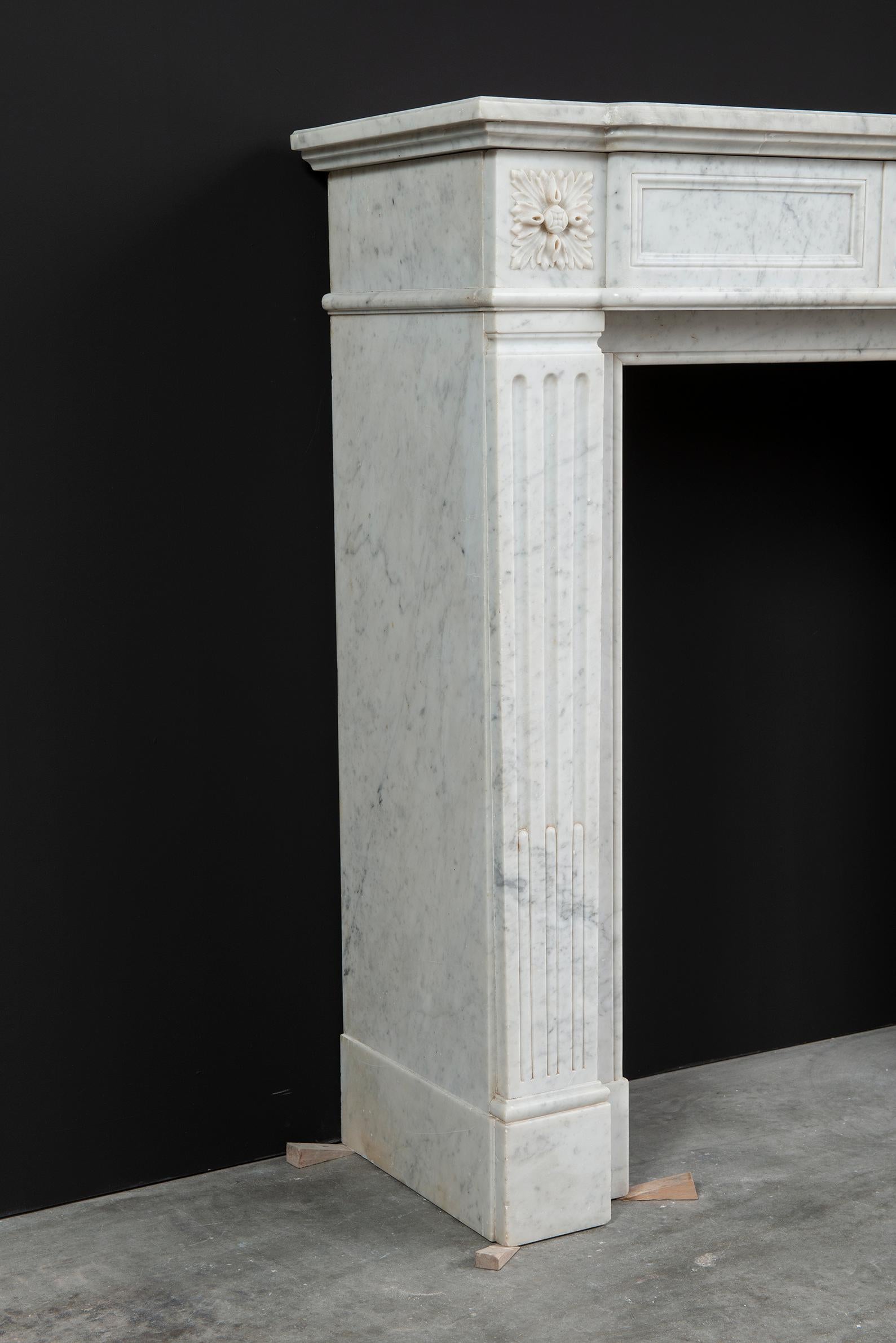 Antique Carrara White Marble Fireplace 4