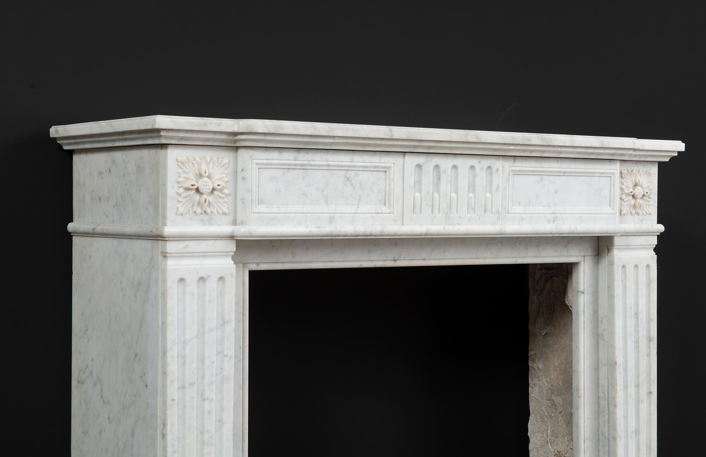 Antique Carrara White Marble Fireplace 5