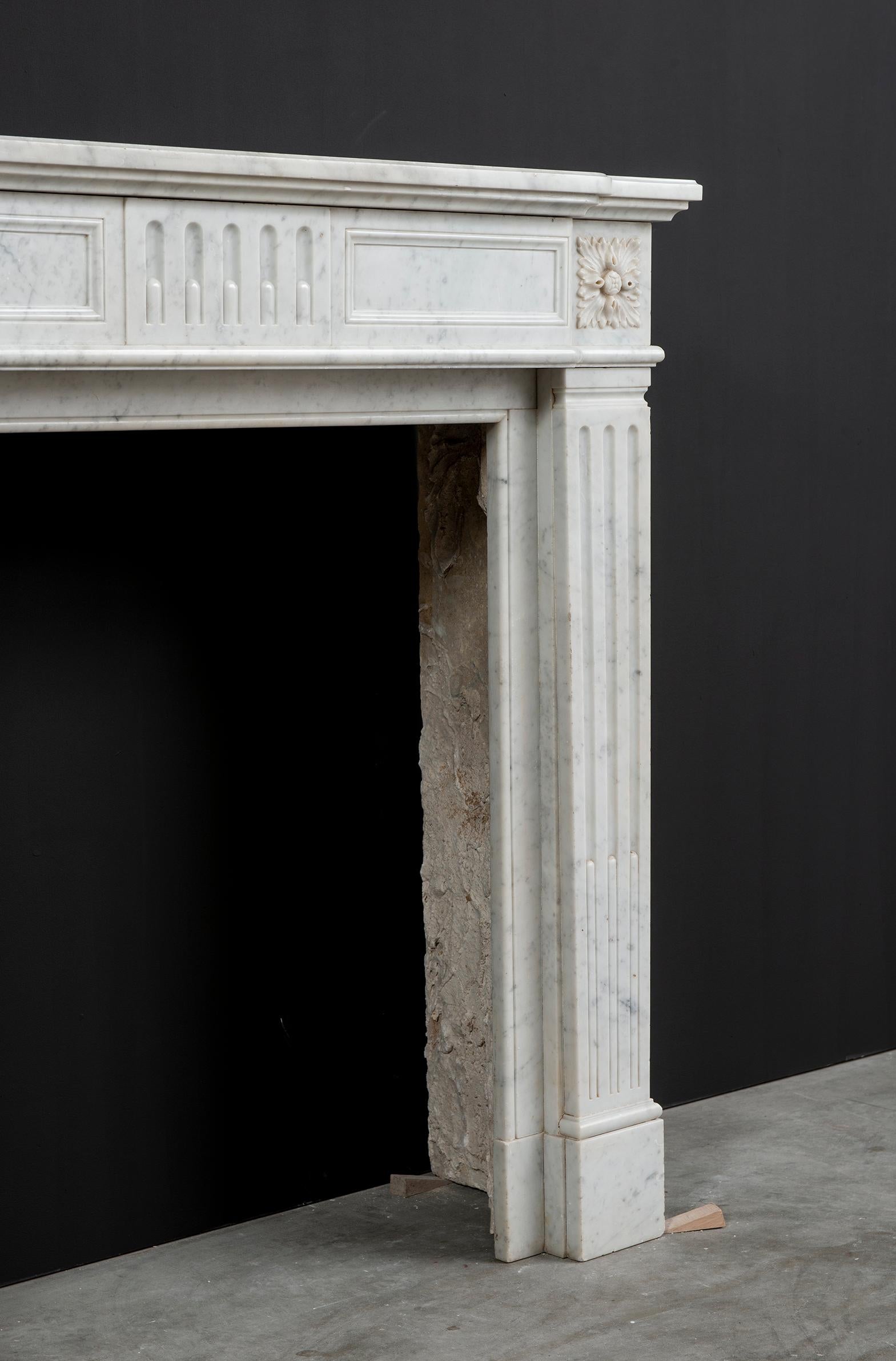 Antique Carrara White Marble Fireplace 6