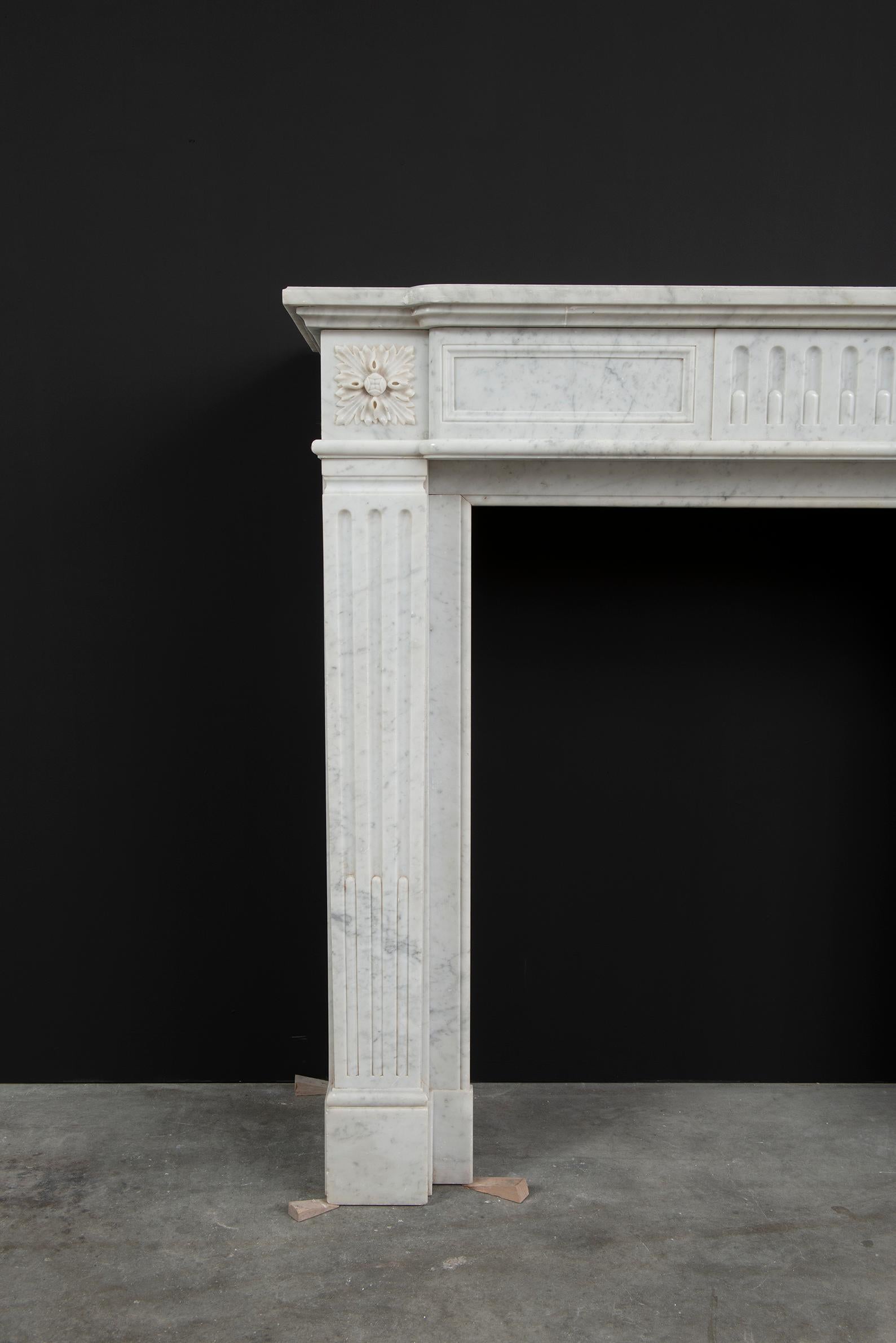 Antique Carrara White Marble Fireplace 7