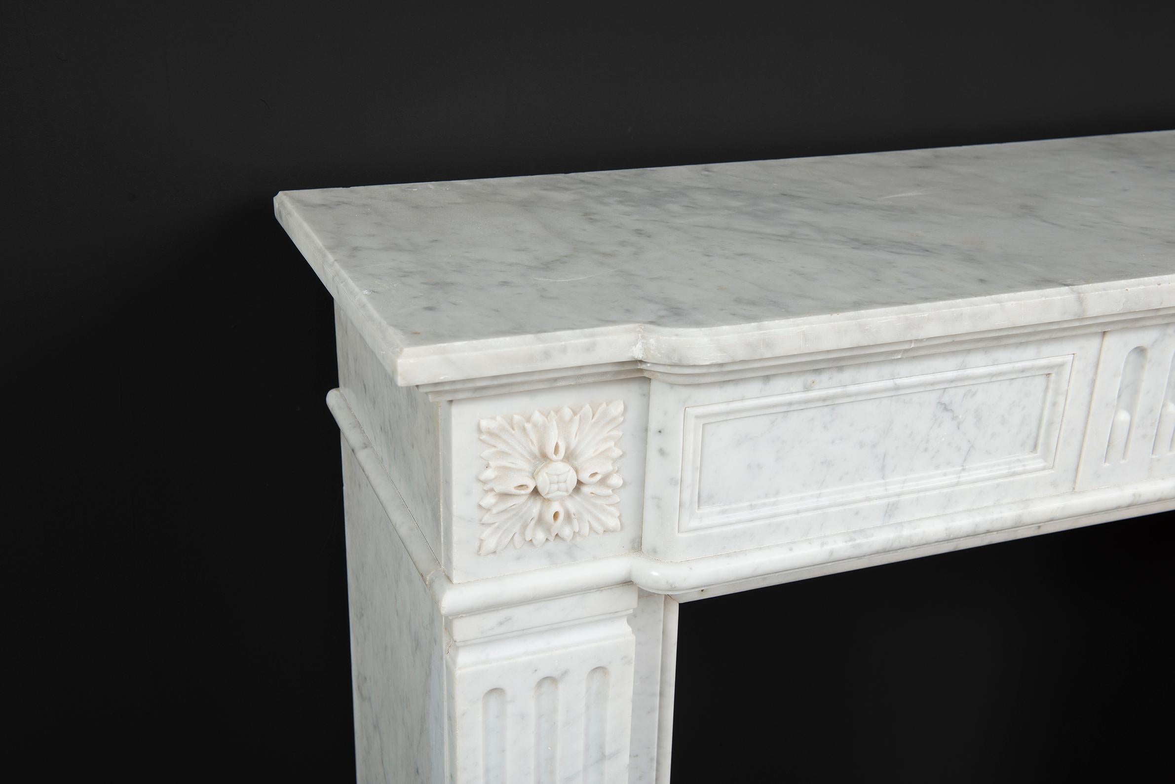 Antique Carrara White Marble Fireplace 8