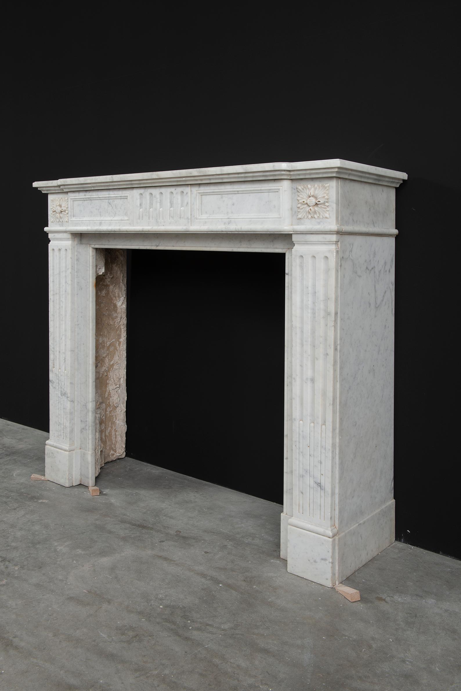 Antique Carrara White Marble Fireplace 10