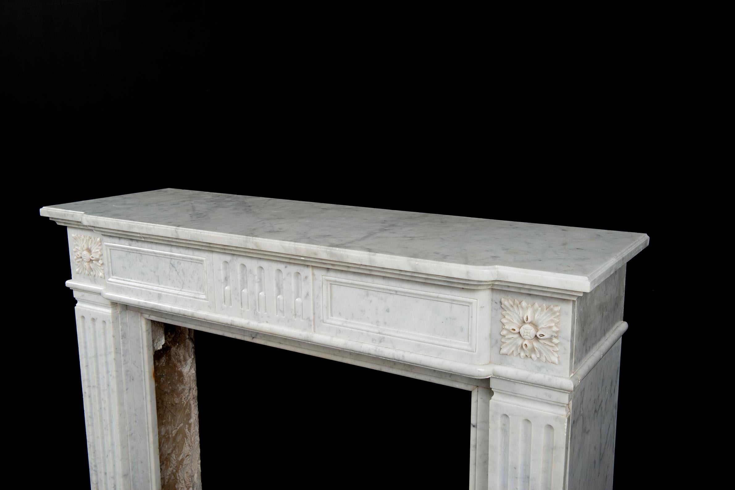 Antique Carrara White Marble Fireplace 12