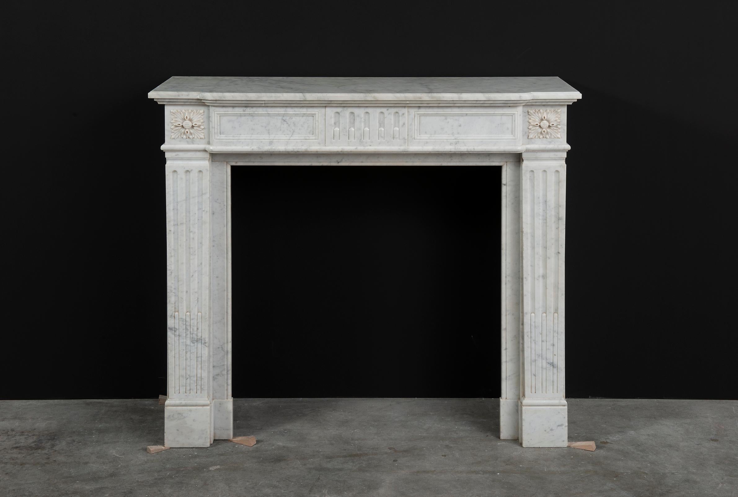 Antique Carrara White Marble Fireplace 1