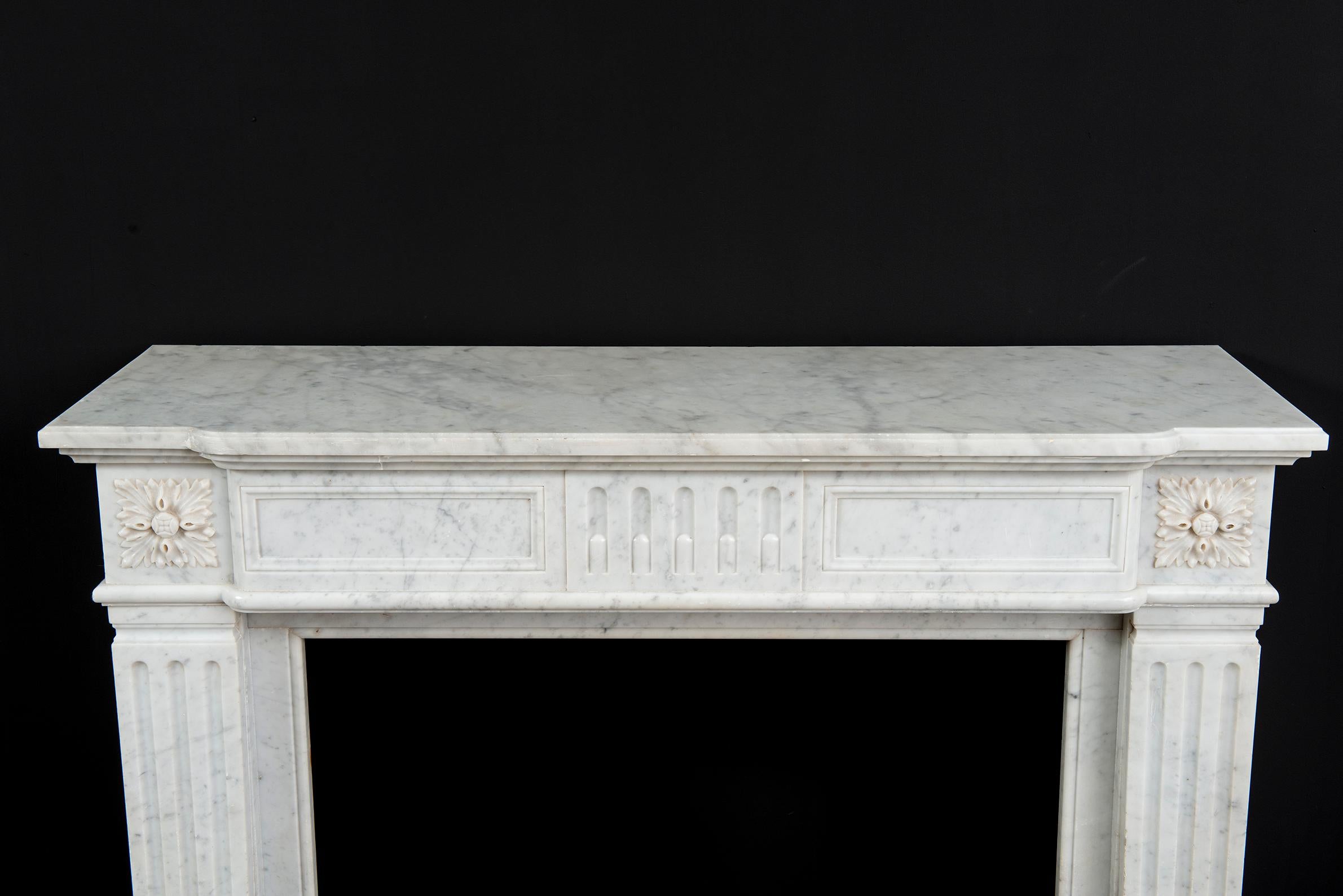 Antique Carrara White Marble Fireplace 2