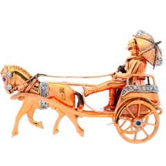 Antique Carriage Diamonds & 18k Gold Brooch