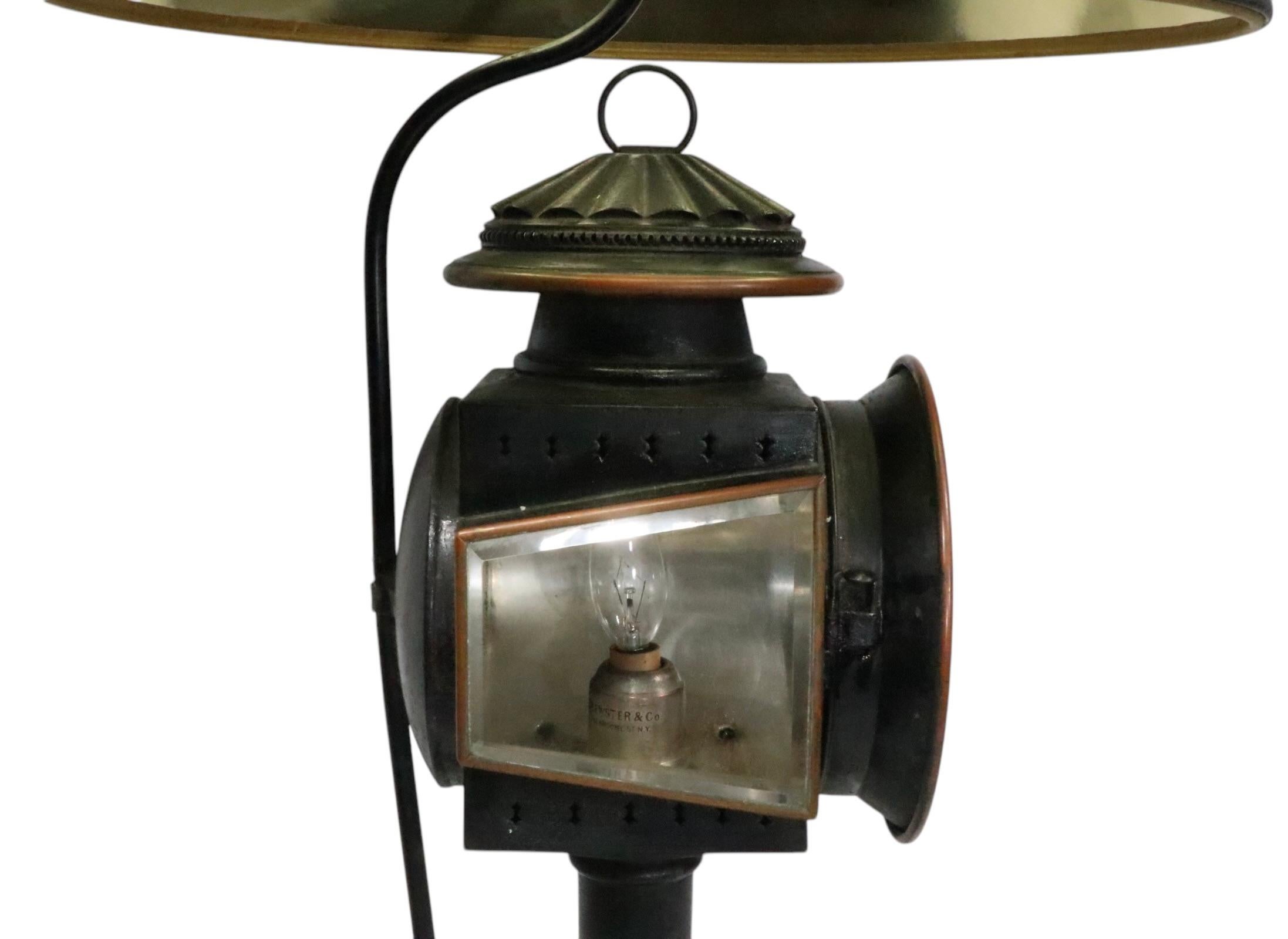 Antique Carriage Lamp by Brewster & C Mounted as a Steampunk Style Table Lamp For Sale 6