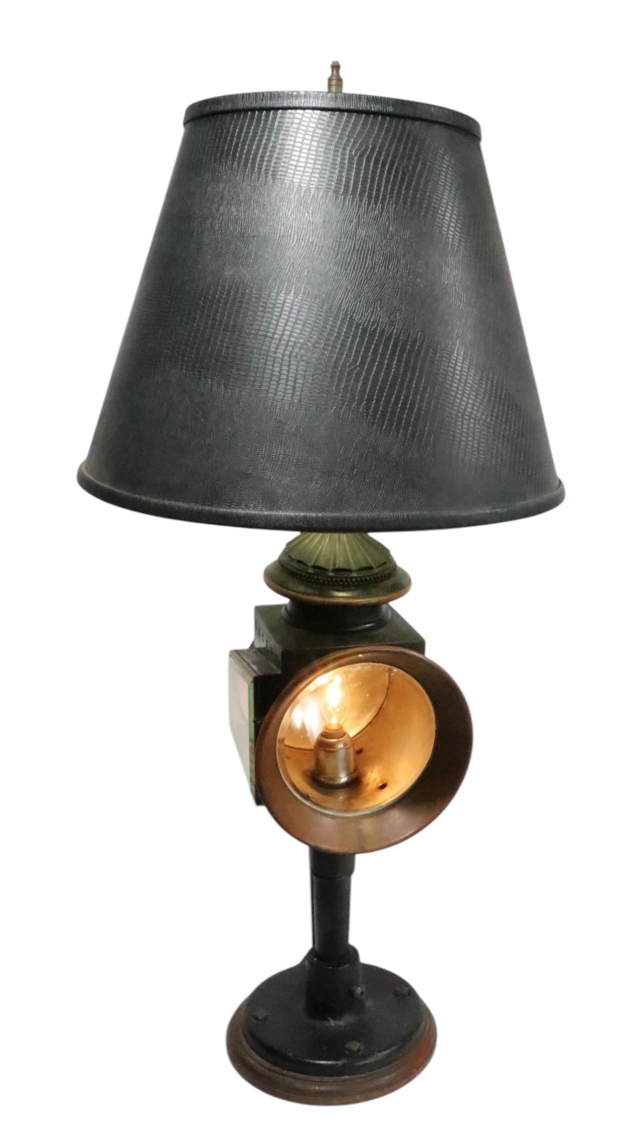 Antique Carriage Lamp by Brewster & C Mounted as a Steampunk Style Table Lamp For Sale 1