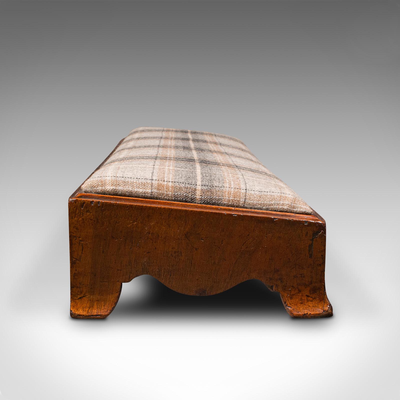 British Antique Carriage Stool, English, Tweed Upholstery, Fireside Rest, Georgian, 1780 For Sale