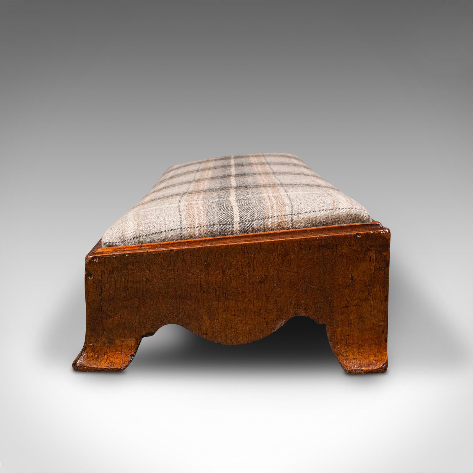 Antique Carriage Stool, English, Tweed Upholstery, Fireside Rest, Georgian, 1780 In Good Condition For Sale In Hele, Devon, GB