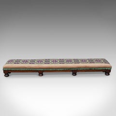 Antique tabouret de voiture:: long repose-pied victorien en acajou:: vers 1870