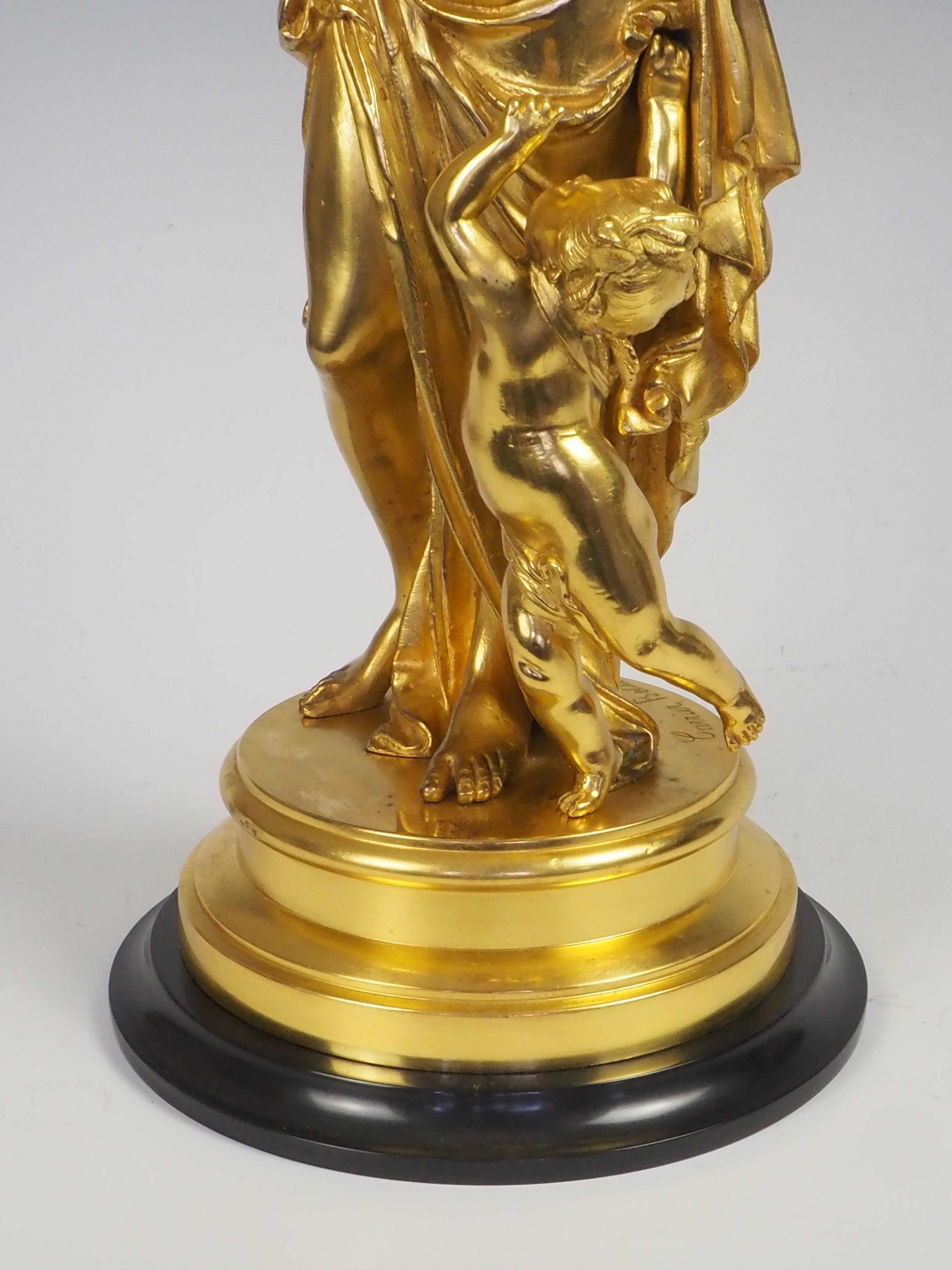 Lampe à huile ancienne en bronze doré signée Carrier-Beluese Lady en vente 6