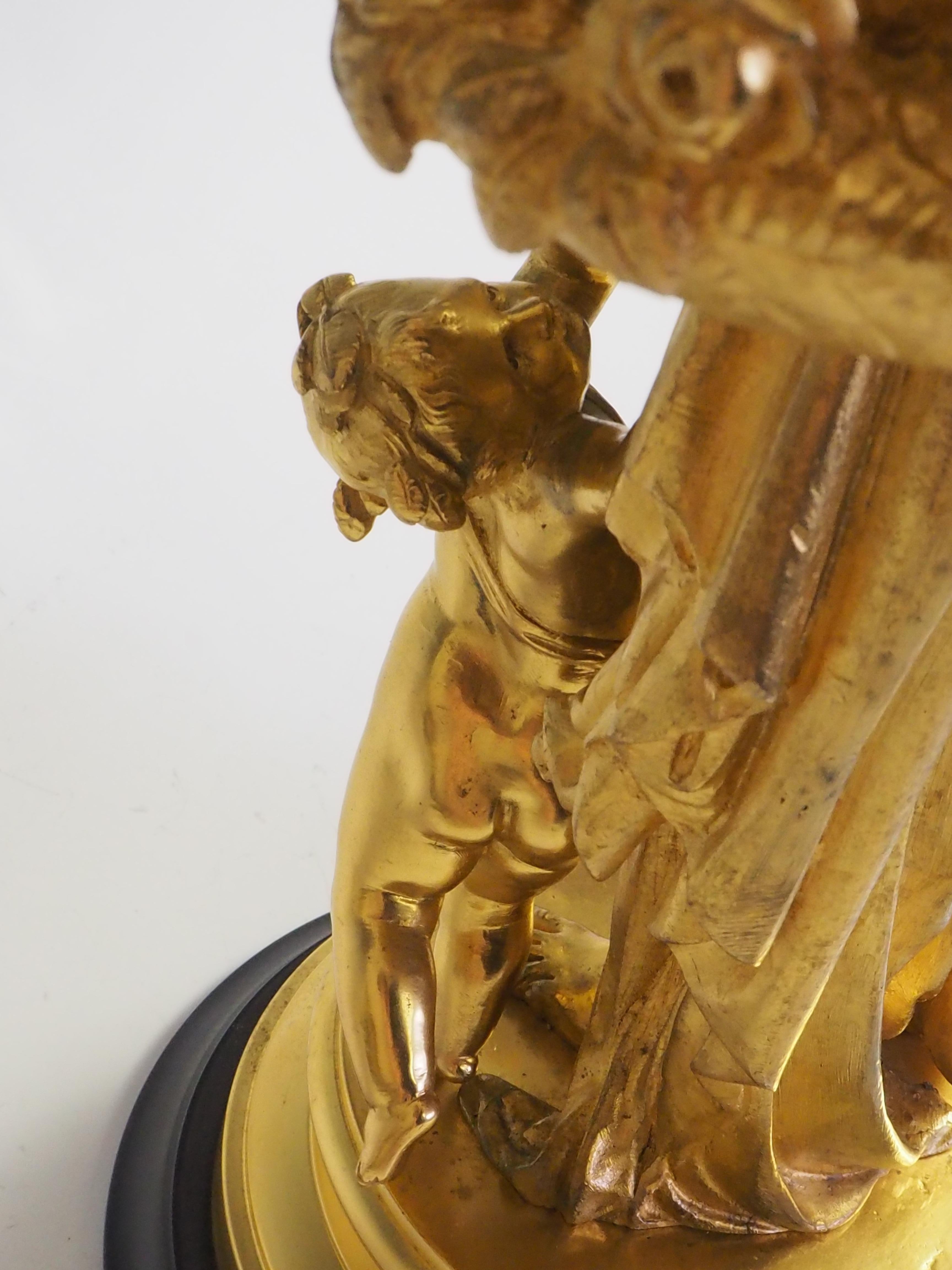 Lampe à huile ancienne en bronze doré signée Carrier-Beluese Lady en vente 11