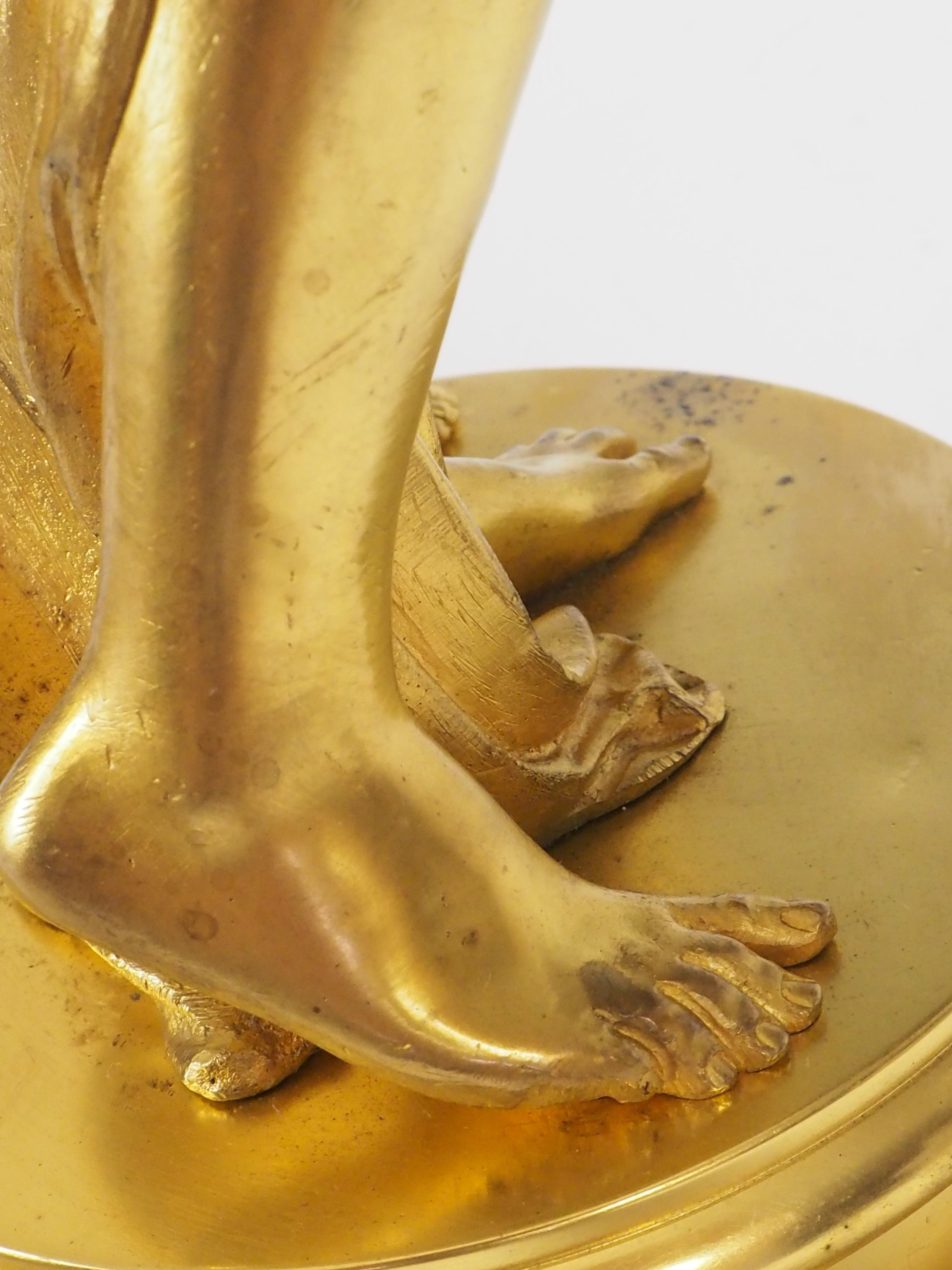 Lampe à huile ancienne en bronze doré signée Carrier-Beluese Lady en vente 12