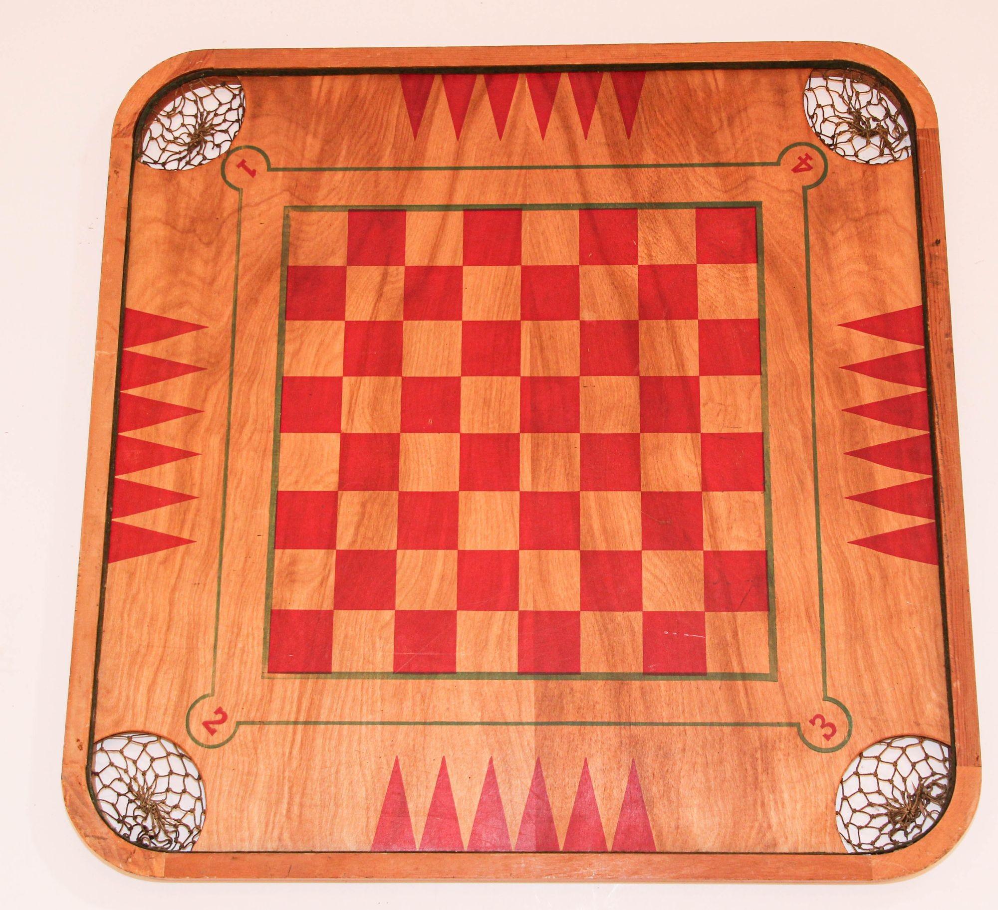 Antique Carrom Company Large Wood Game Board Double Sided For Sale 5