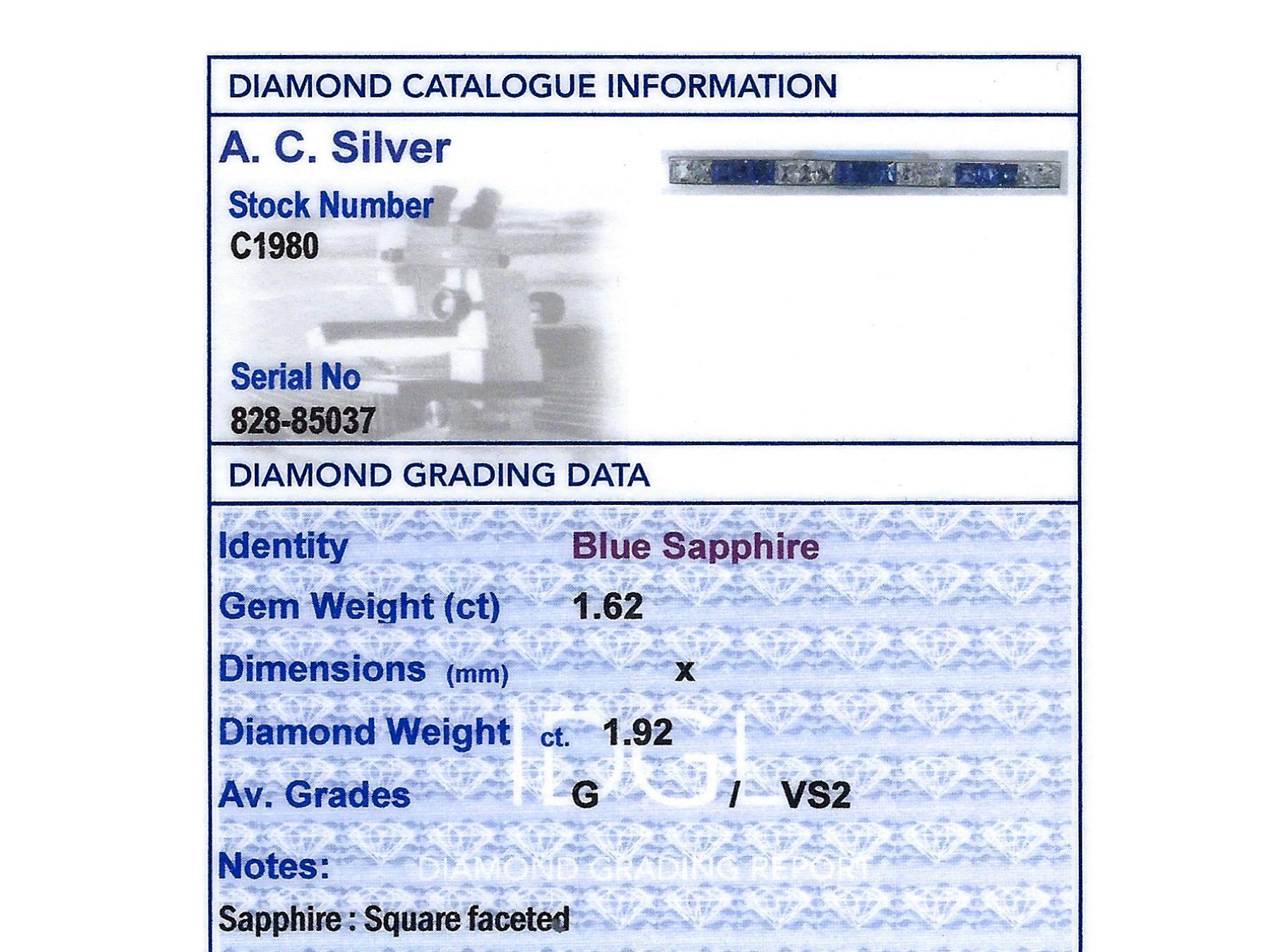 Cartier 1.62 Carat Sapphire and 1.95 Carat Diamond Platinum Bar Brooch 6