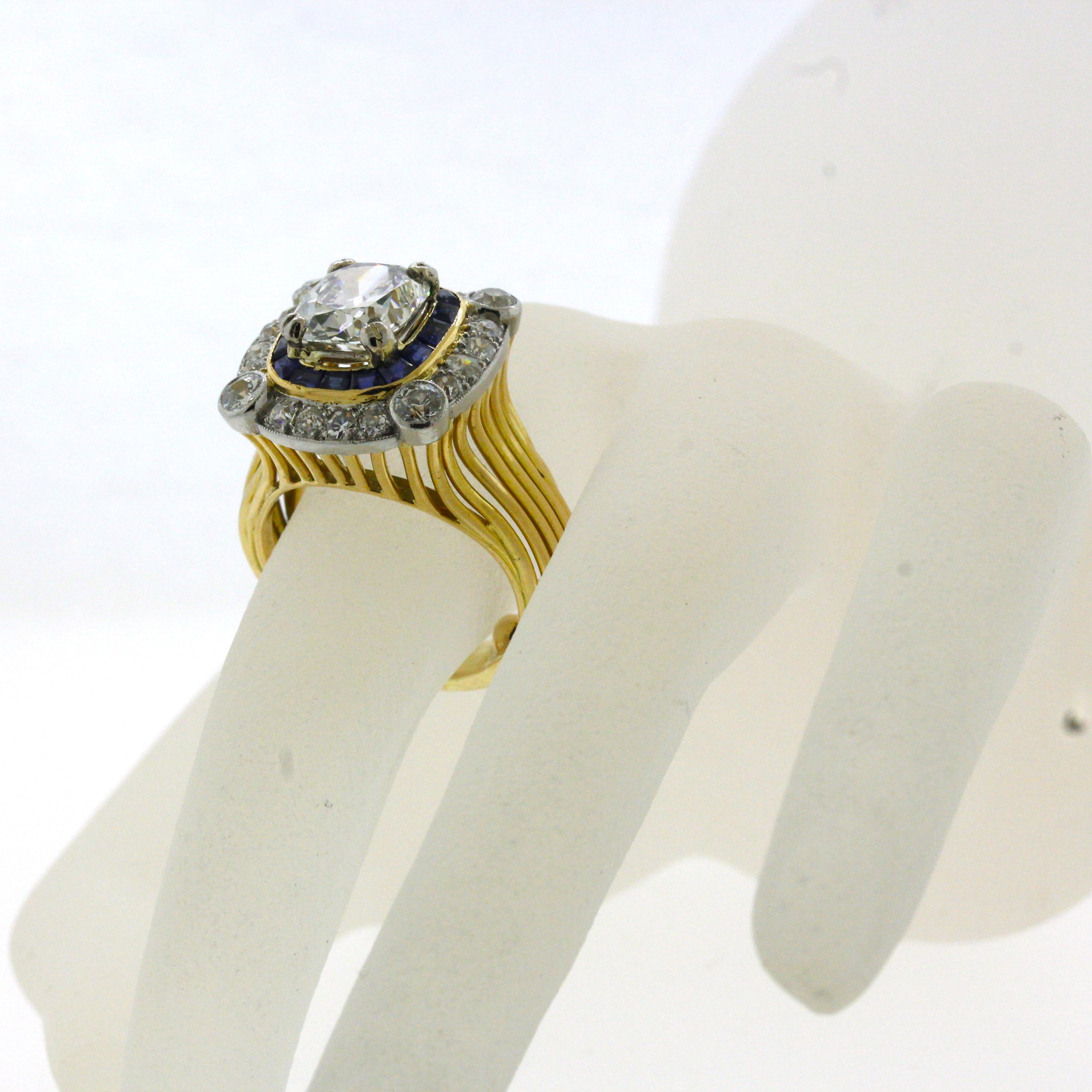 Antique Cartier 3.17 Carat Diamond Gold & Platinum Ring, GIA Certified 5