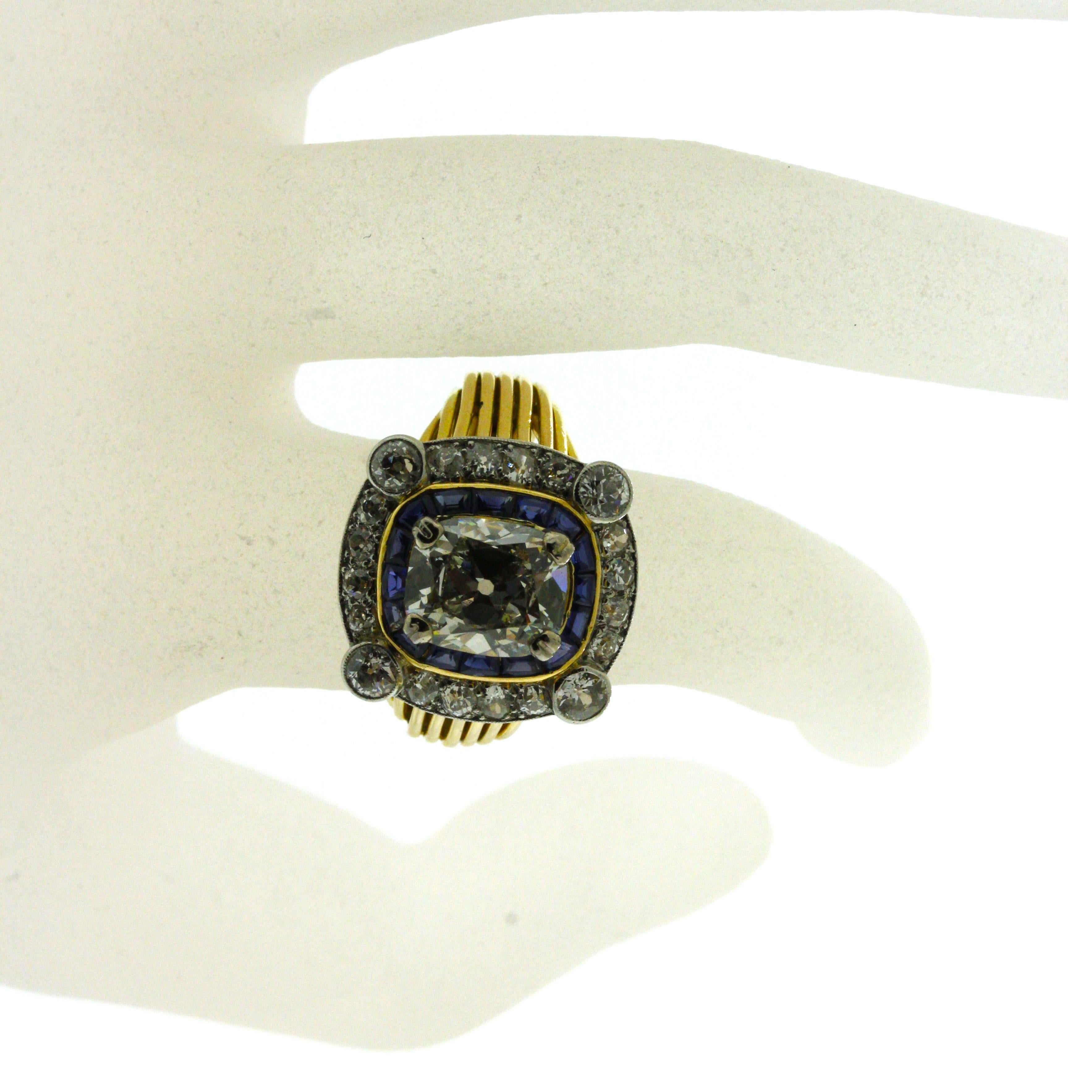 Antique Cartier 3.17 Carat Diamond Gold & Platinum Ring, GIA Certified 6