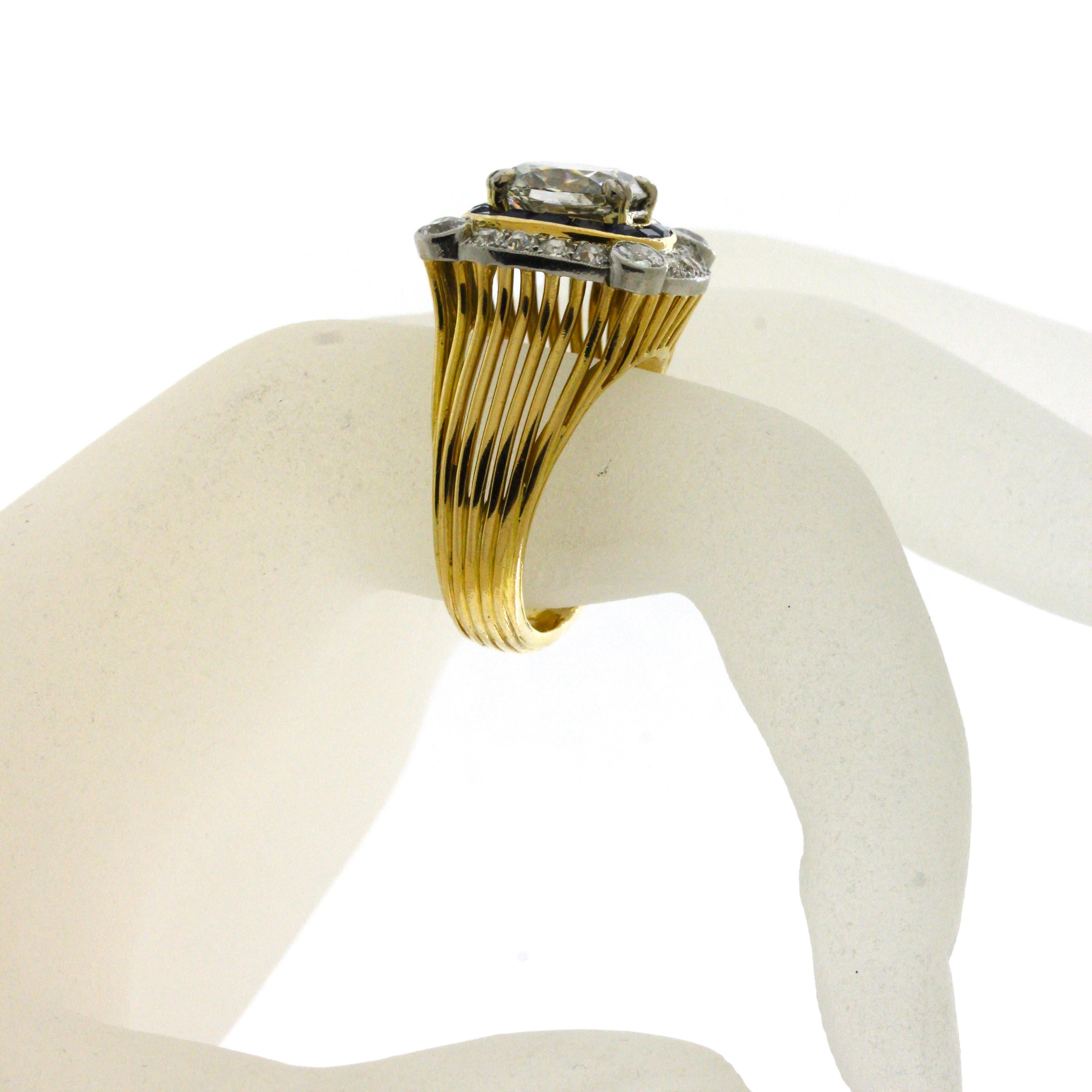 Antique Cartier 3.17 Carat Diamond Gold & Platinum Ring, GIA Certified 8