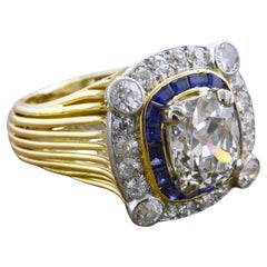 Antique Cartier 3.17 Carat Diamond Gold & Platinum Ring, GIA Certified