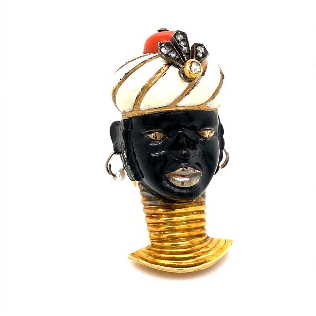 Antique Cartier Blackamoor Head Clip Brooch, French, Circa 1938 For