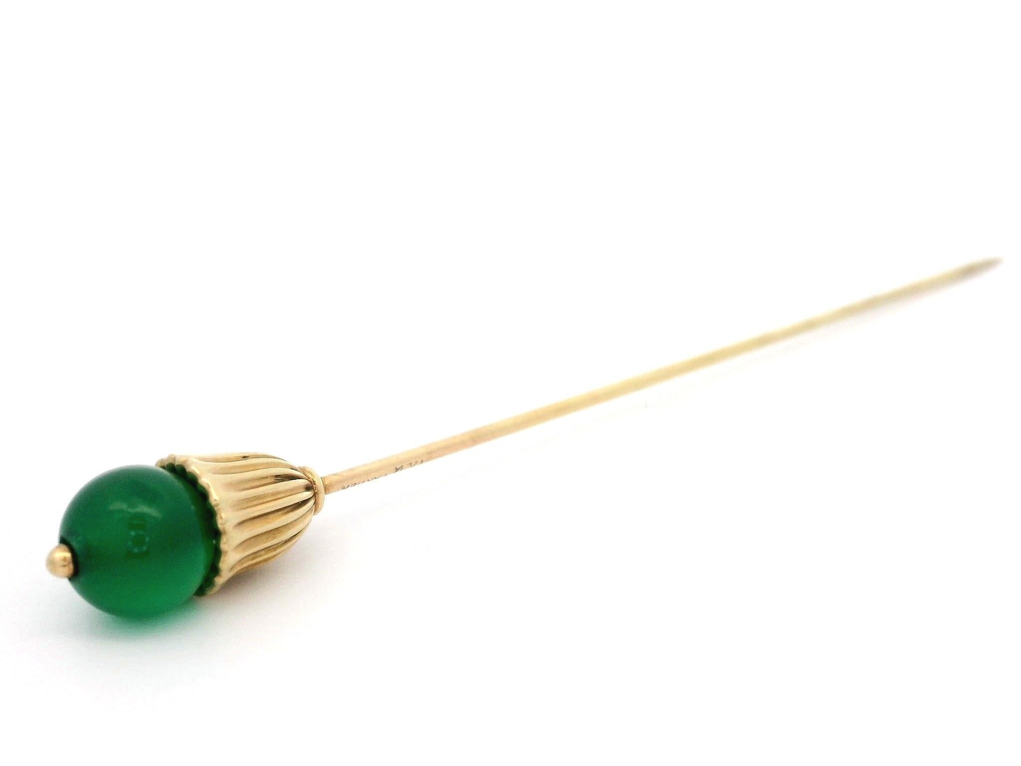 -- Stone(s) --
(1) Natural Genuine Chalcedony - Round Bead - Vibrant Green Color - 7.6mm (approx.)

Material: Solid 14k Yellow Gold
Total Weight: 2.09 Grams
Overall Height: 90.40mm (3.55