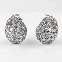 Exceptional Cartier Art Deco Cushion cuts diamond earrings app. 5 ct each