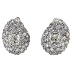 Exceptionnelles boucles d'oreilles Cartier Art Déco en diamants taille coussin d'environ 5 carats chacune