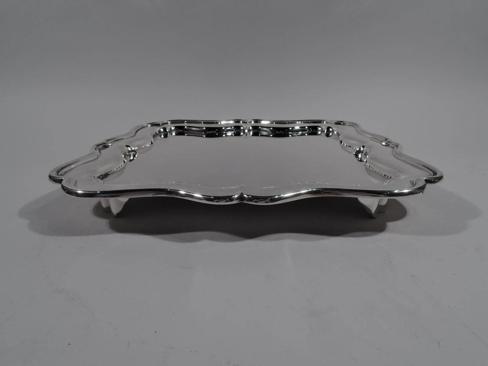 Edwardian Antique Cartier English Sterling Silver Footed Tray
