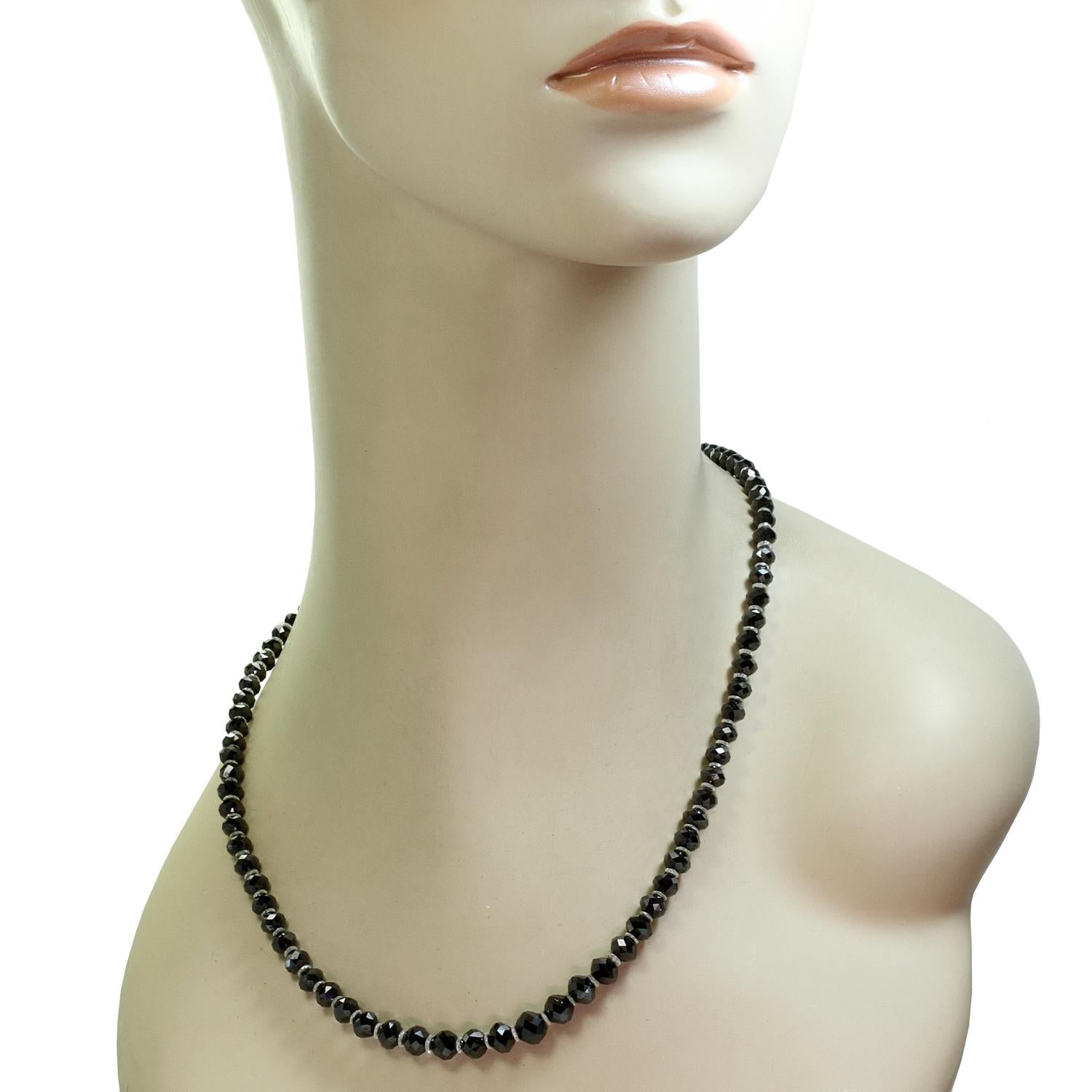 black diamond faceted bead necklace