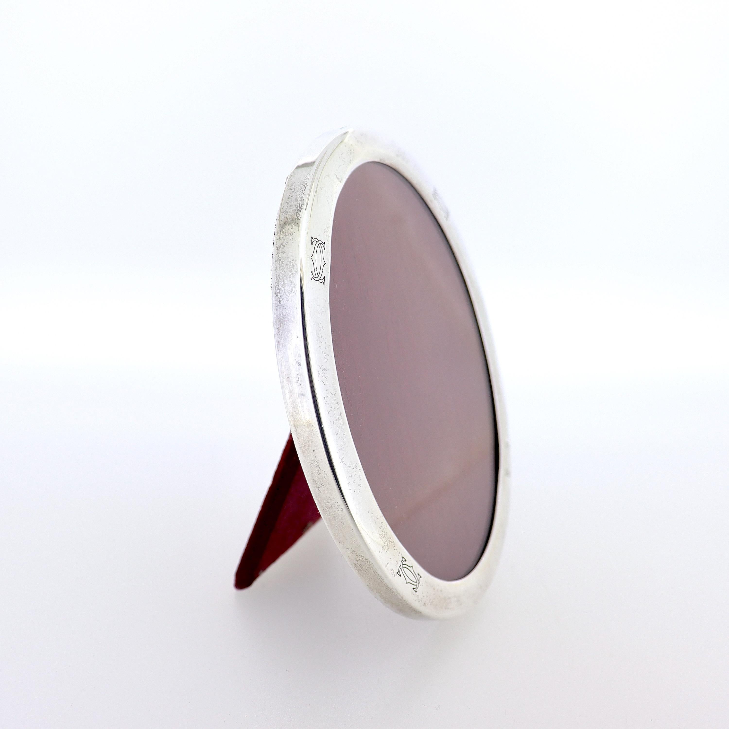 Women's or Men's Antique Cartier Sterling Silver Oval Shaped Photo or Picture Frame