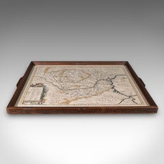 Antique Cartographer's Serving Tray, English, Platter, European Map, Edwardian