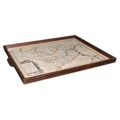 Antique Cartographer's Serving Tray, English, Platter, European Map, Edwardian