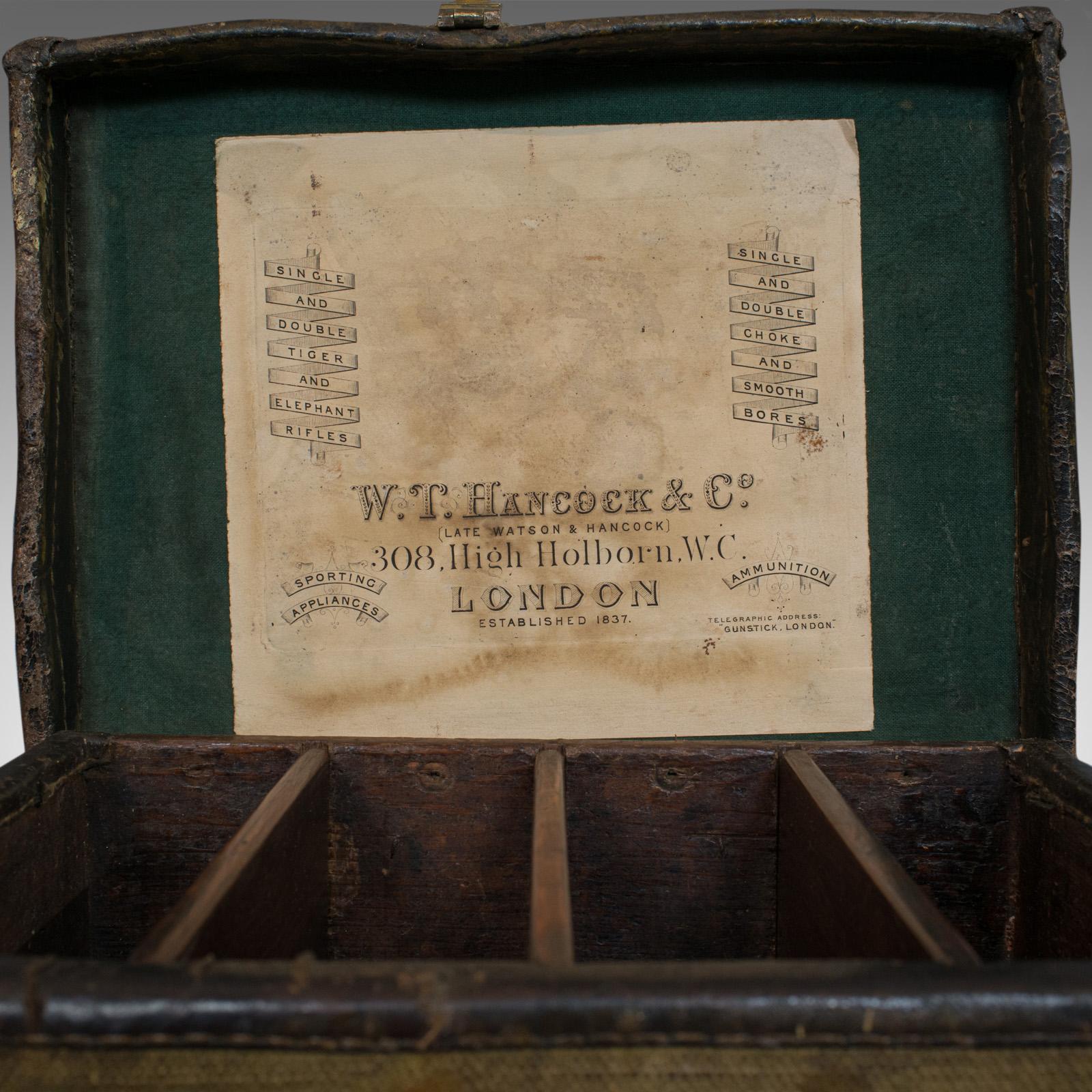 Antique Cartridge Case, English, Sporting Trunk, WT Hancock, London, Victorian 5