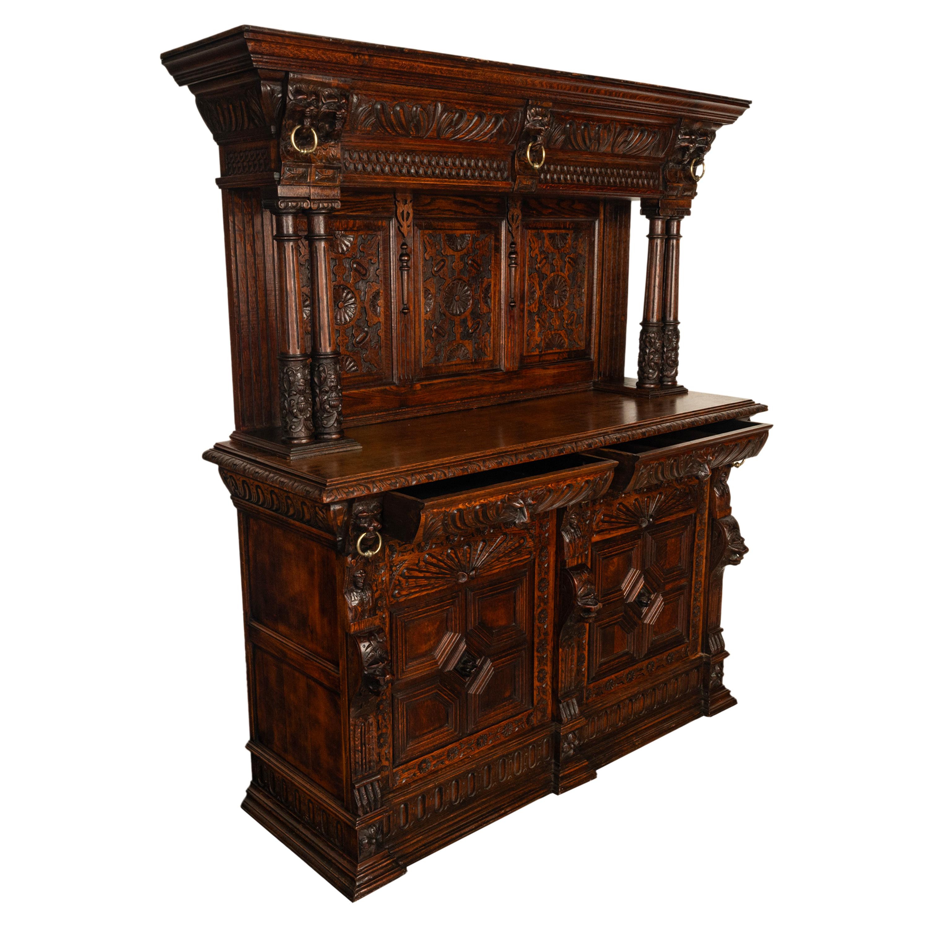 Antique French Baroque Buffet Sideboard Bar Back 1860 in vendita 1